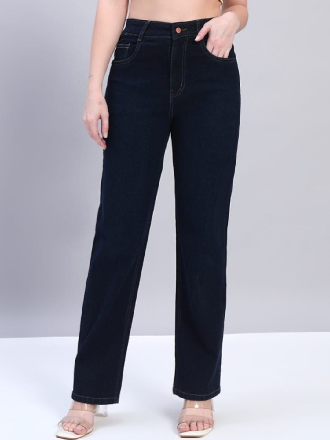 FASHIONFIBRE Women Comfort Straight Fit High-Rise Light Fade Stretchable Jeans, Navy blue
FASHIONFIBRE Women Comfort Straight Fit High-Rise Light Fade Stretchable Jeans, Navy blue