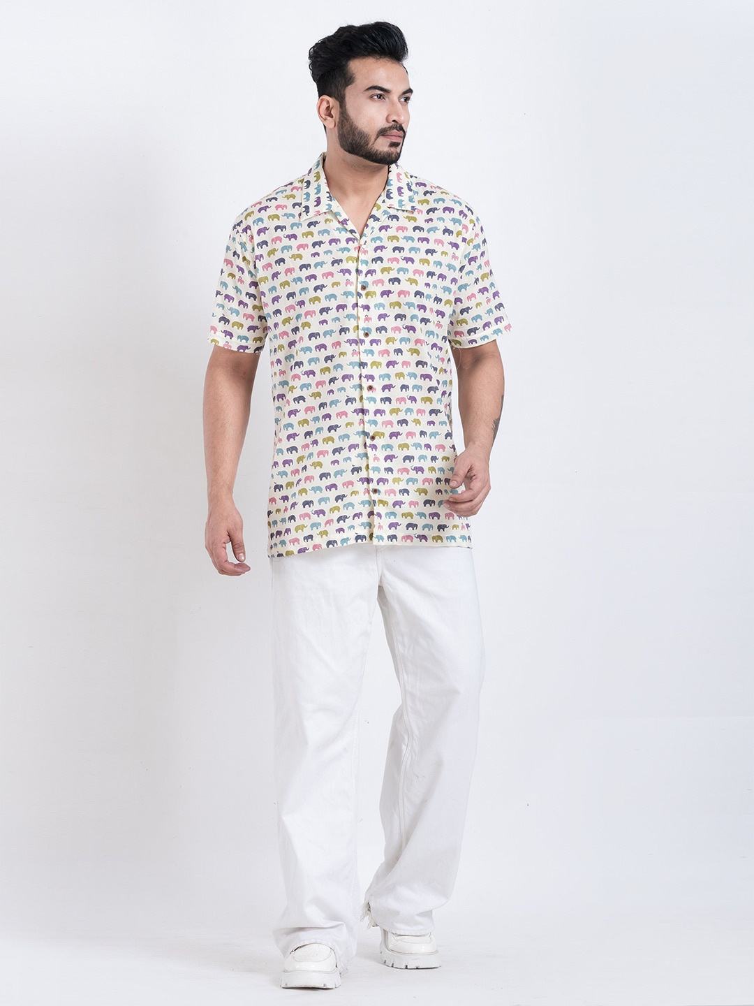 Kartikeya Jaipur Men Straight Fit Cuban Collar Conversational Printed Cotton Casual Shirt, Beige
Kartikeya Jaipur Men Straight Fit Cuban Collar Conversational Printed Cotton Casual Shirt, Beige