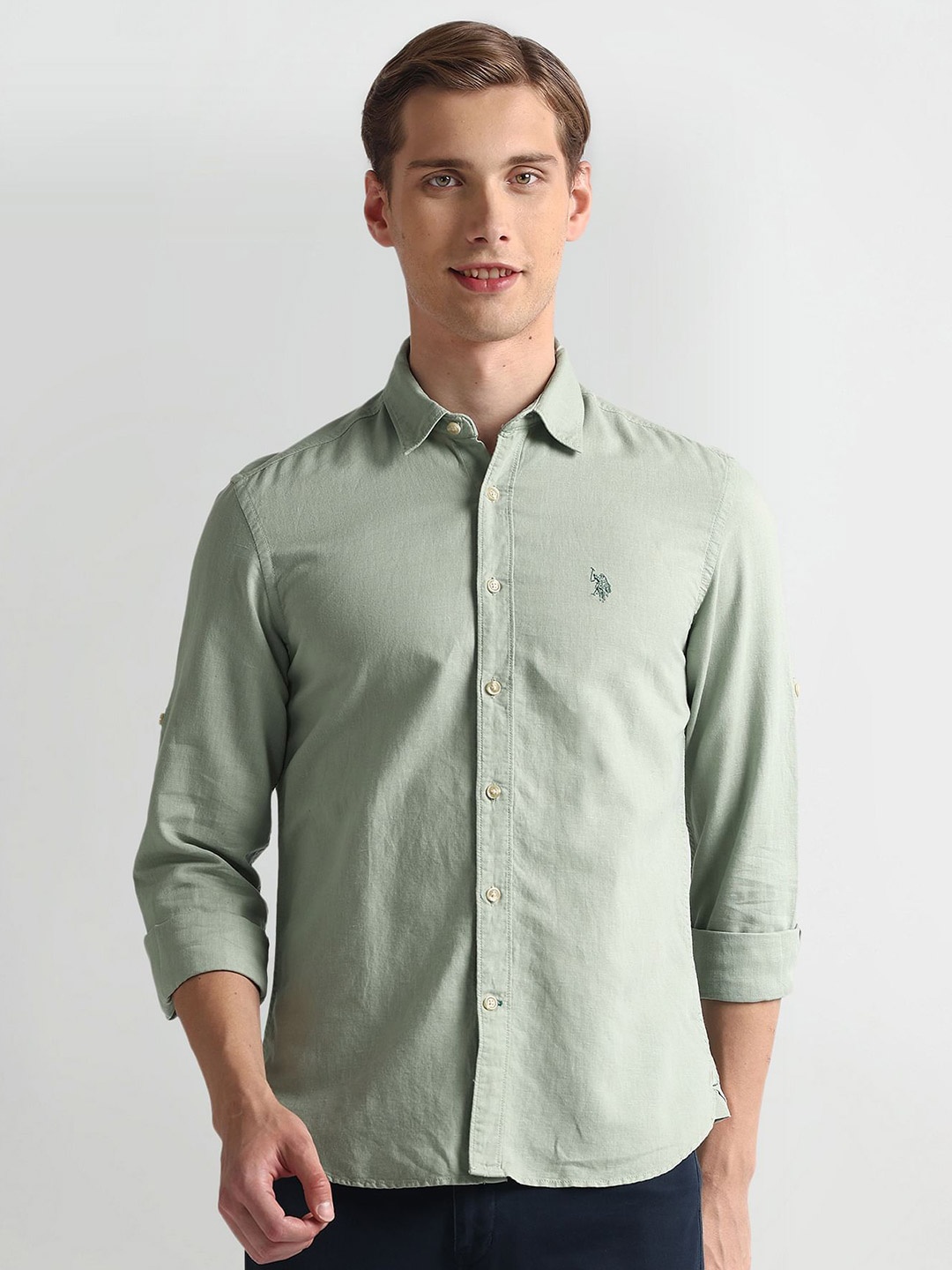 U.S. Polo Assn. Denim Co. Men Slim Fit Spread Collar Solid Cotton Casual Shirt, Green
U.S. Polo Assn. Denim Co. Men Slim Fit Spread Collar Solid Cotton Casual Shirt, Green
