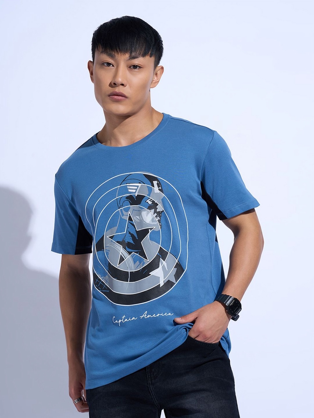 SF JEANS by Pantaloons Men Marvel Superhero Printed Round Neck Cotton Slim Fit T-shirt, Blue
SF JEANS by Pantaloons Men Marvel Superhero Printed Round Neck Cotton Slim Fit T-shirt, Blue