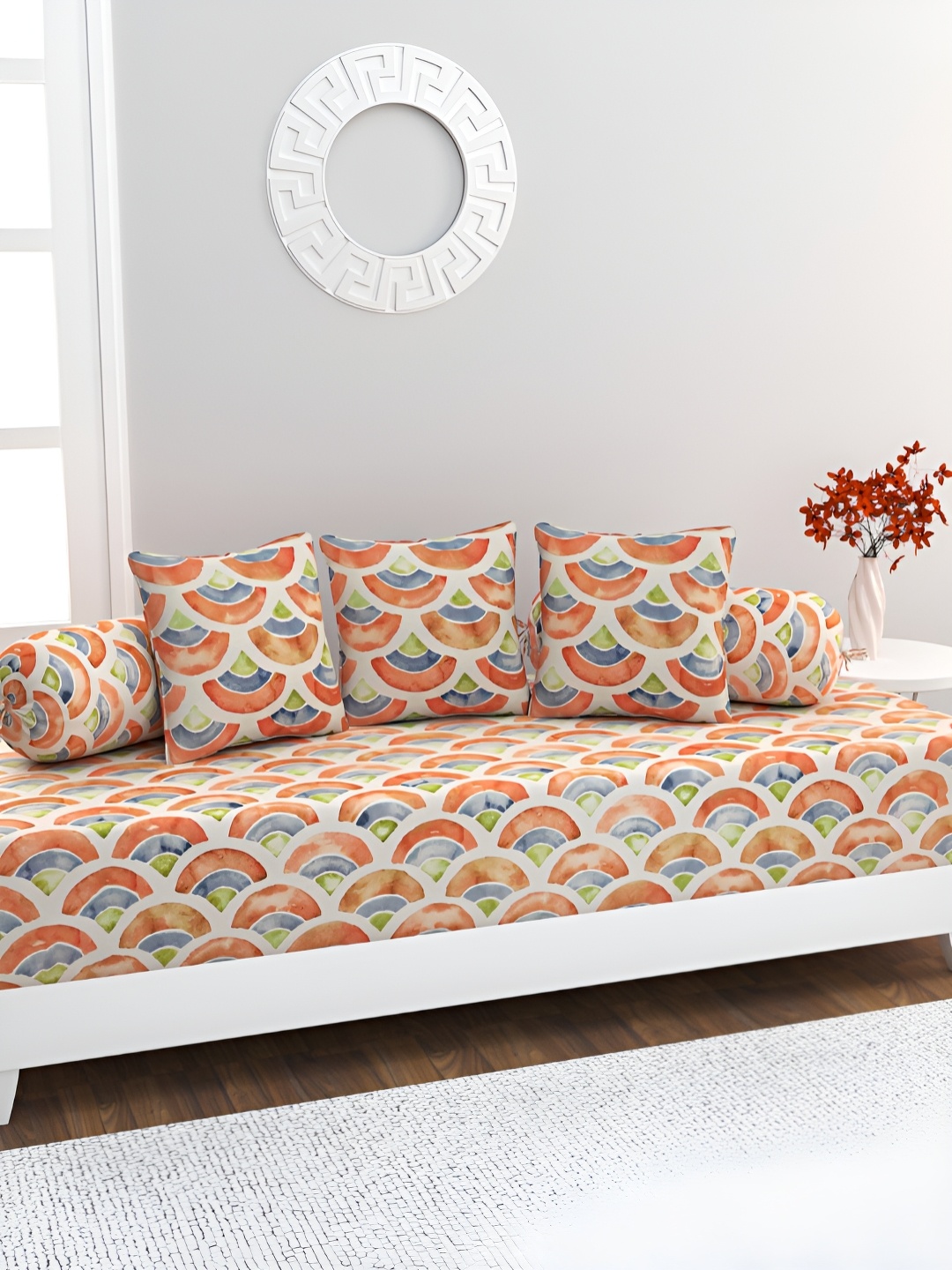 HOME AFFAIRS White And Red 6 Pieces Printed 160 Thread Count Cotton Single Diwan Set
HOME AFFAIRS White And Red 6 Pieces Printed 160 Thread Count Cotton Single Diwan Set