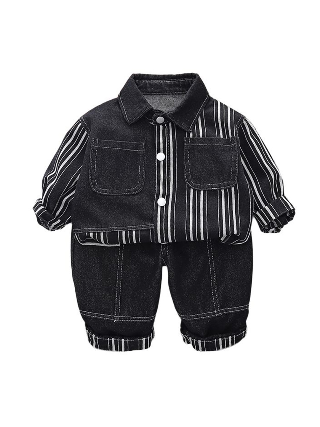 StyleCast x Revolte Boys Striped Shirt Collar Pure Cotton Shirt With Trousers, Black
StyleCast x Revolte Boys Striped Shirt Collar Pure Cotton Shirt With Trousers, Black
