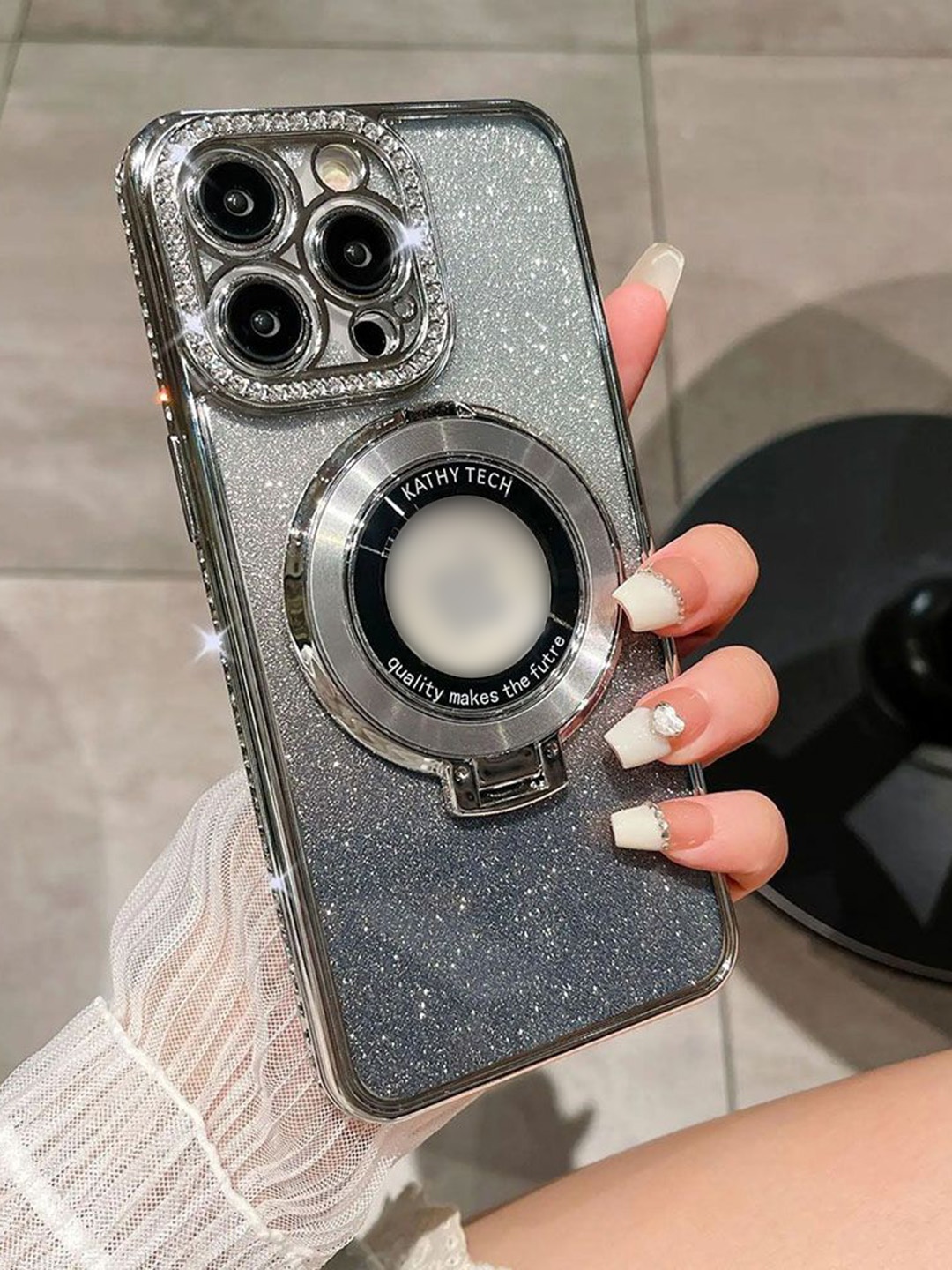 Luxury Kase Solid LK111 Glitter Diamond Bracket Magnetic Mag-Safe iPhone 14 Pro Back Case, Silver
Luxury Kase Solid LK111 Glitter Diamond Bracket Magnetic Mag-Safe iPhone 14 Pro Back Case, Silver