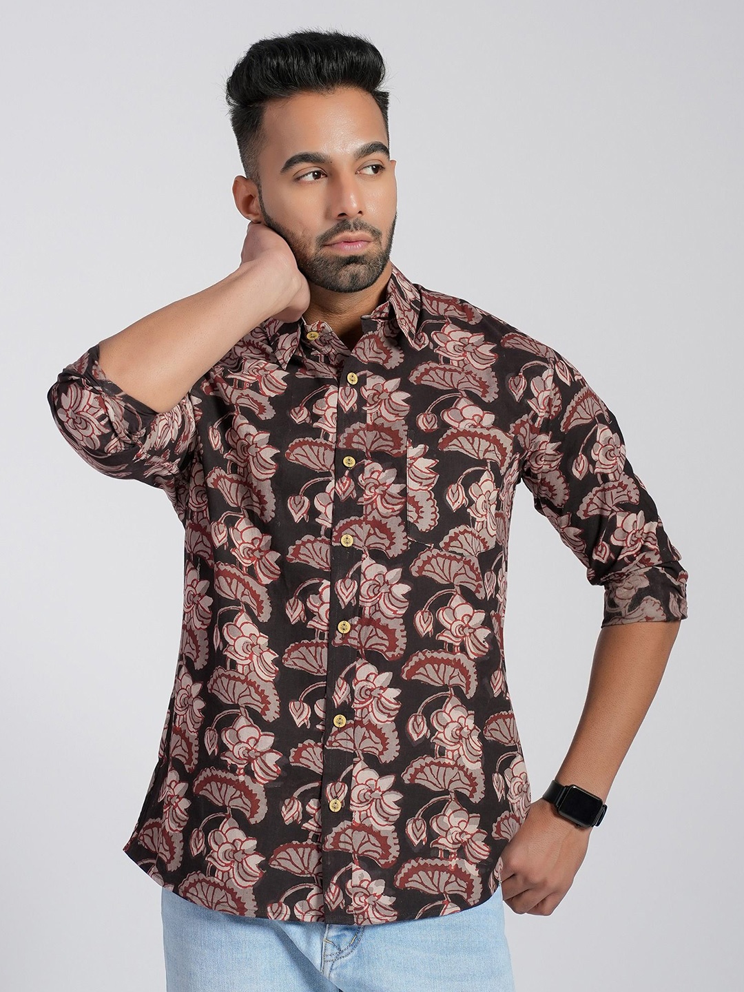 Cotton Curio Men Comfort Fit Spread Collar Floral Printed Cotton Casual Shirt, Black
Cotton Curio Men Comfort Fit Spread Collar Floral Printed Cotton Casual Shirt, Black