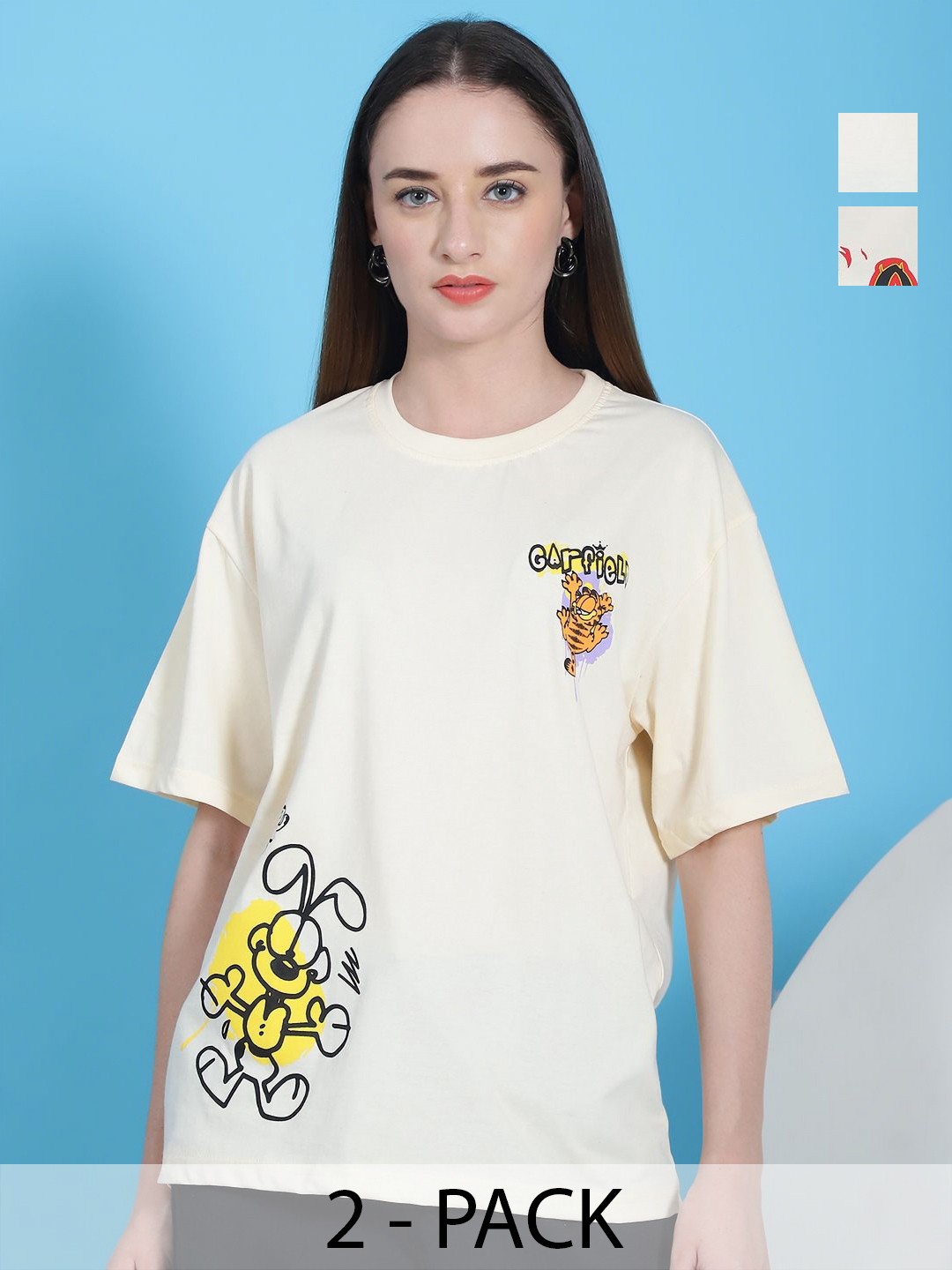 Dreambe Women Pack of 2 Graphic Printed Round Neck Cotton Relaxed Fit T-shirts, Off white
Dreambe Women Pack of 2 Graphic Printed Round Neck Cotton Relaxed Fit T-shirts, Off white
