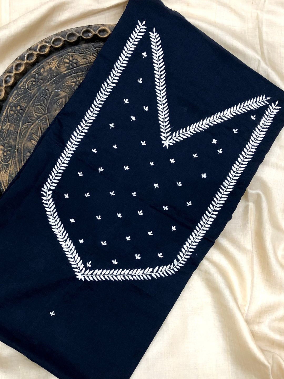 PALASH Floral Embroidered Thread Work Pure Cotton Unstitched Dress Material, Navy blue
PALASH Floral Embroidered Thread Work Pure Cotton Unstitched Dress Material, Navy blue