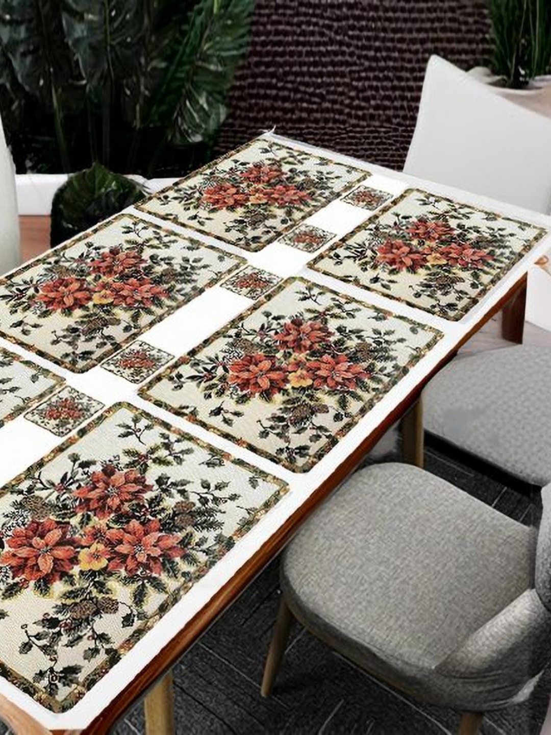 REVEXO White & Green 12 Pcs Floral Printed Rectangular Shaped Coasters & Table Placemats
REVEXO White & Green 12 Pcs Floral Printed Rectangular Shaped Coasters & Table Placemats