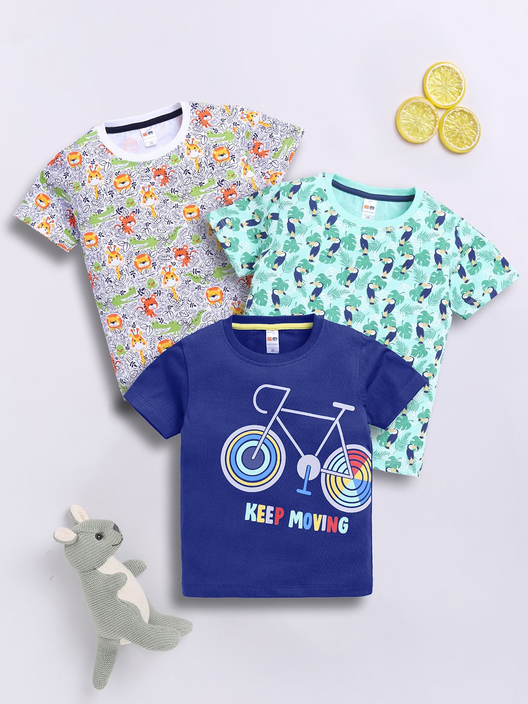 LITTLE NINJA Boys Pack Of 3 Graphic Printed Round Neck Cotton T-shirts, Navy blue
LITTLE NINJA Boys Pack Of 3 Graphic Printed Round Neck Cotton T-shirts, Navy blue