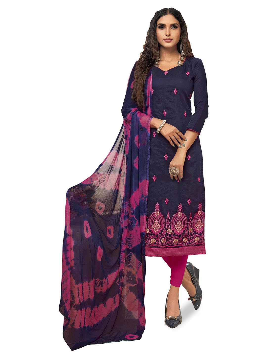 HERE&NOW Floral Embroidered Thraed Work Modal Unstitched Dress Material, Blue
HERE&NOW Floral Embroidered Thraed Work Modal Unstitched Dress Material, Blue
