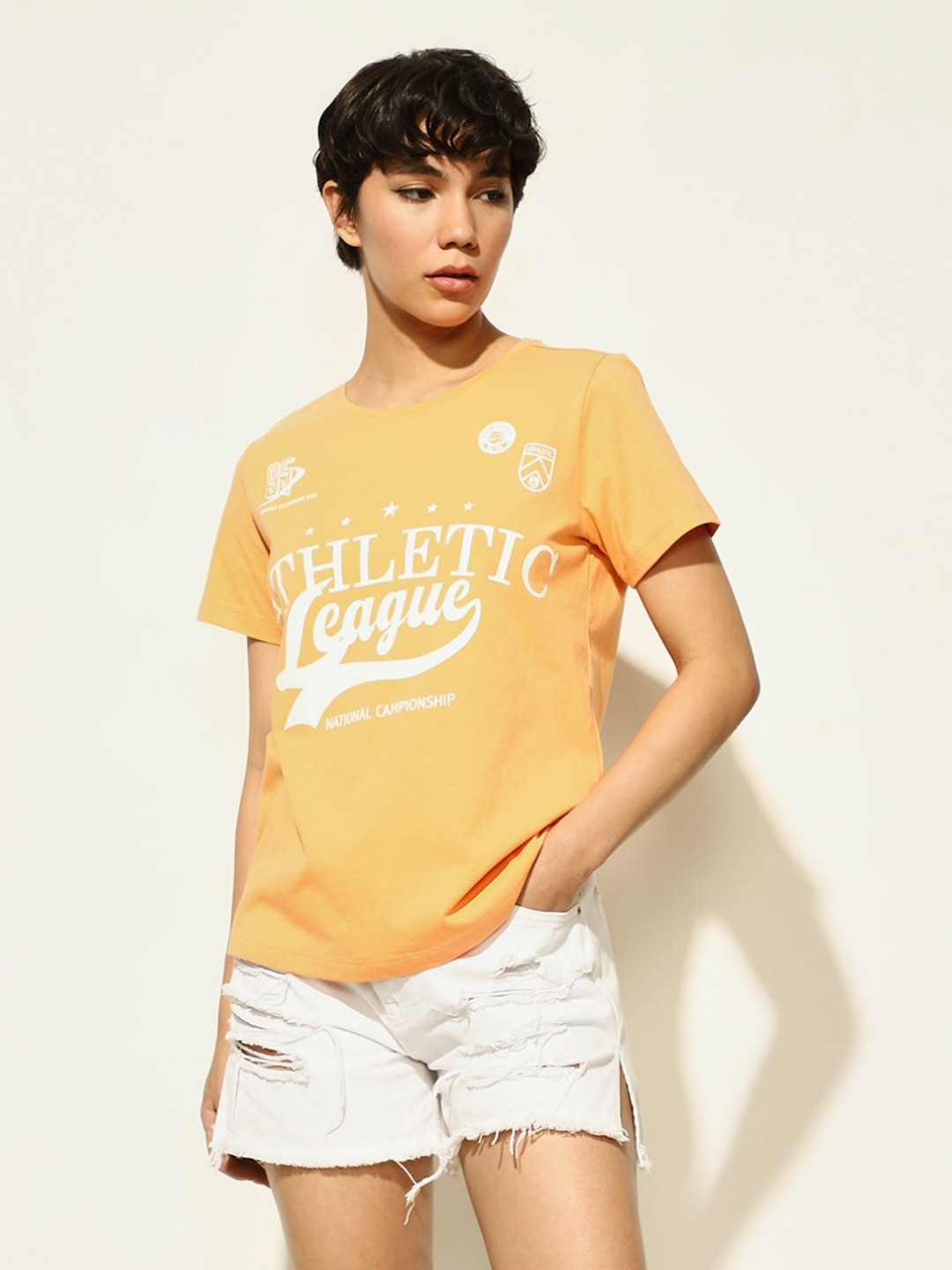 ONLY Women Typography Printed Round Neck Cotton T-shirt, Orange
ONLY Women Typography Printed Round Neck Cotton T-shirt, Orange