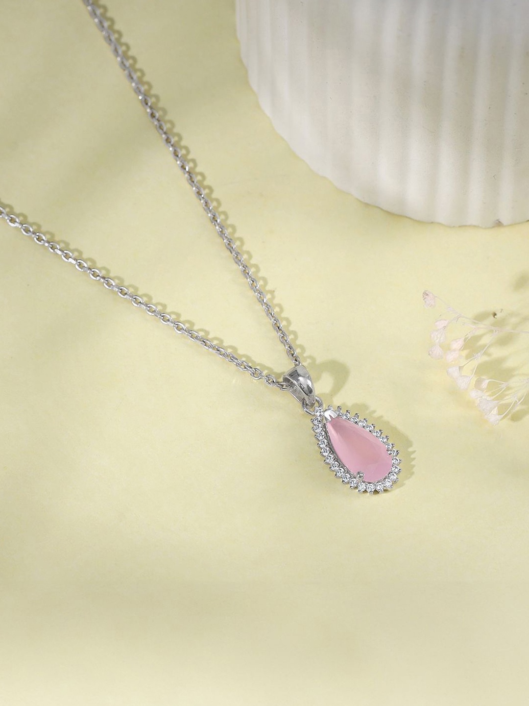 GIVA 925 Silver Rhodium-Plated Contemporary Artificial Stone Studded Pendant with Chain
GIVA 925 Silver Rhodium-Plated Contemporary Artificial Stone Studded Pendant with Chain