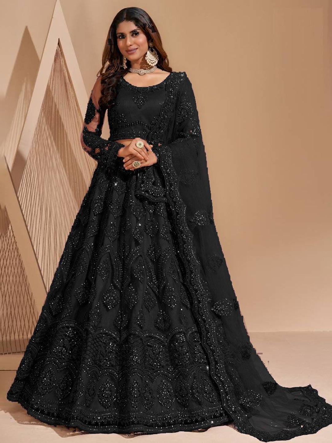 ZAALIMA FASHION Floral Embroidered Thread Work Semi-Stitched Lehenga & Blouse With Dupatta, Black
ZAALIMA FASHION Floral Embroidered Thread Work Semi-Stitched Lehenga & Blouse With Dupatta, Black