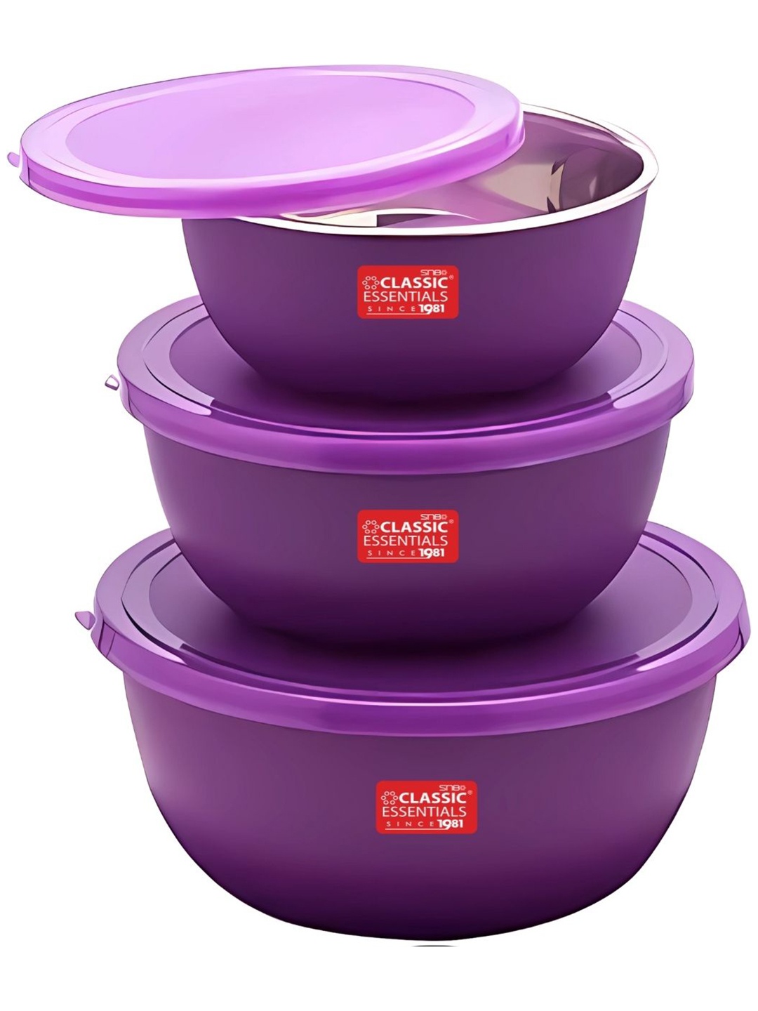 Classic Essentials Purple 3 Pieces Stainless Steel Storage Bowl Microwave Safe Mixing Bowl
Classic Essentials Purple 3 Pieces Stainless Steel Storage Bowl Microwave Safe Mixing Bowl