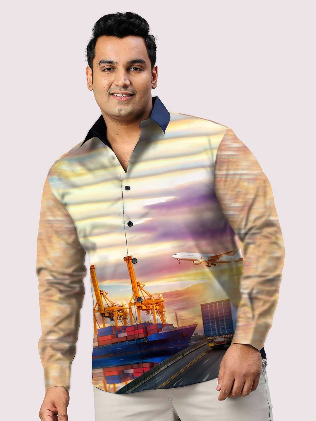 Guniaa Men Plus Size Classic Fit Spread Collar Graphic Printed Cotton Casual Shirt, Beige
Guniaa Men Plus Size Classic Fit Spread Collar Graphic Printed Cotton Casual Shirt, Beige
