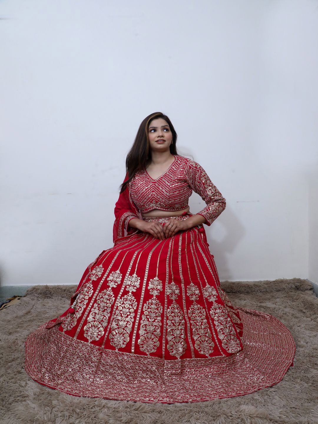 Wavy Collection Floral Embroidered Sequinned Ready to Wear Lehenga & Blouse With Dupatta, Red
Wavy Collection Floral Embroidered Sequinned Ready to Wear Lehenga & Blouse With Dupatta, Red