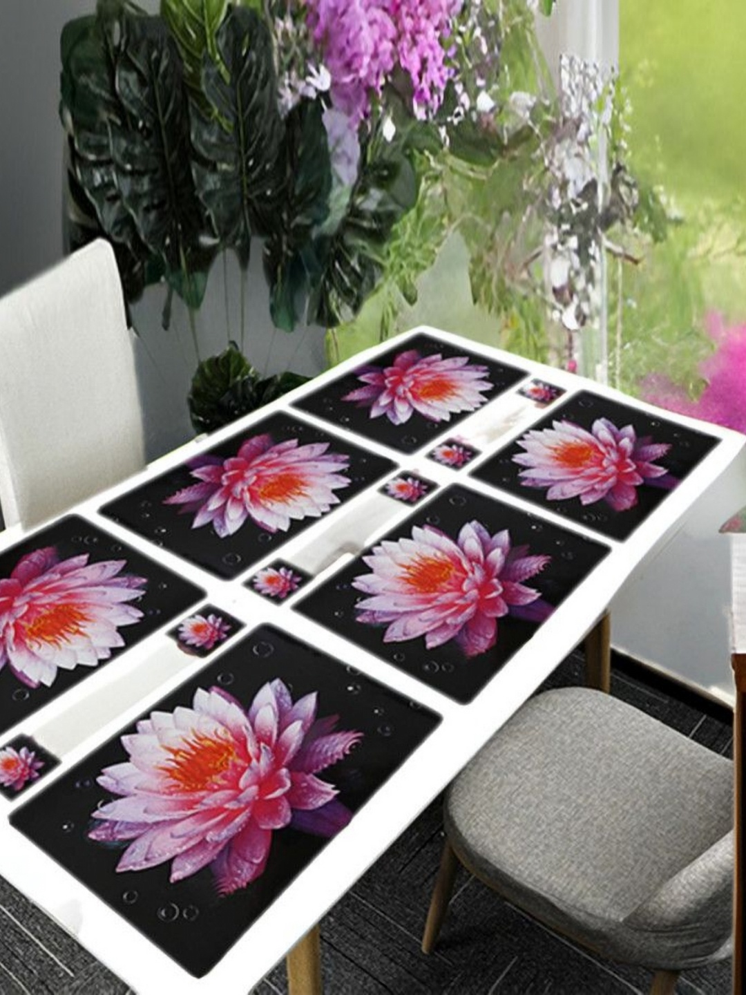 REVEXO Black & Pink 12 Pcs Floral Printed Rectangular Shaped Coasters & Table Placemats
REVEXO Black & Pink 12 Pcs Floral Printed Rectangular Shaped Coasters & Table Placemats