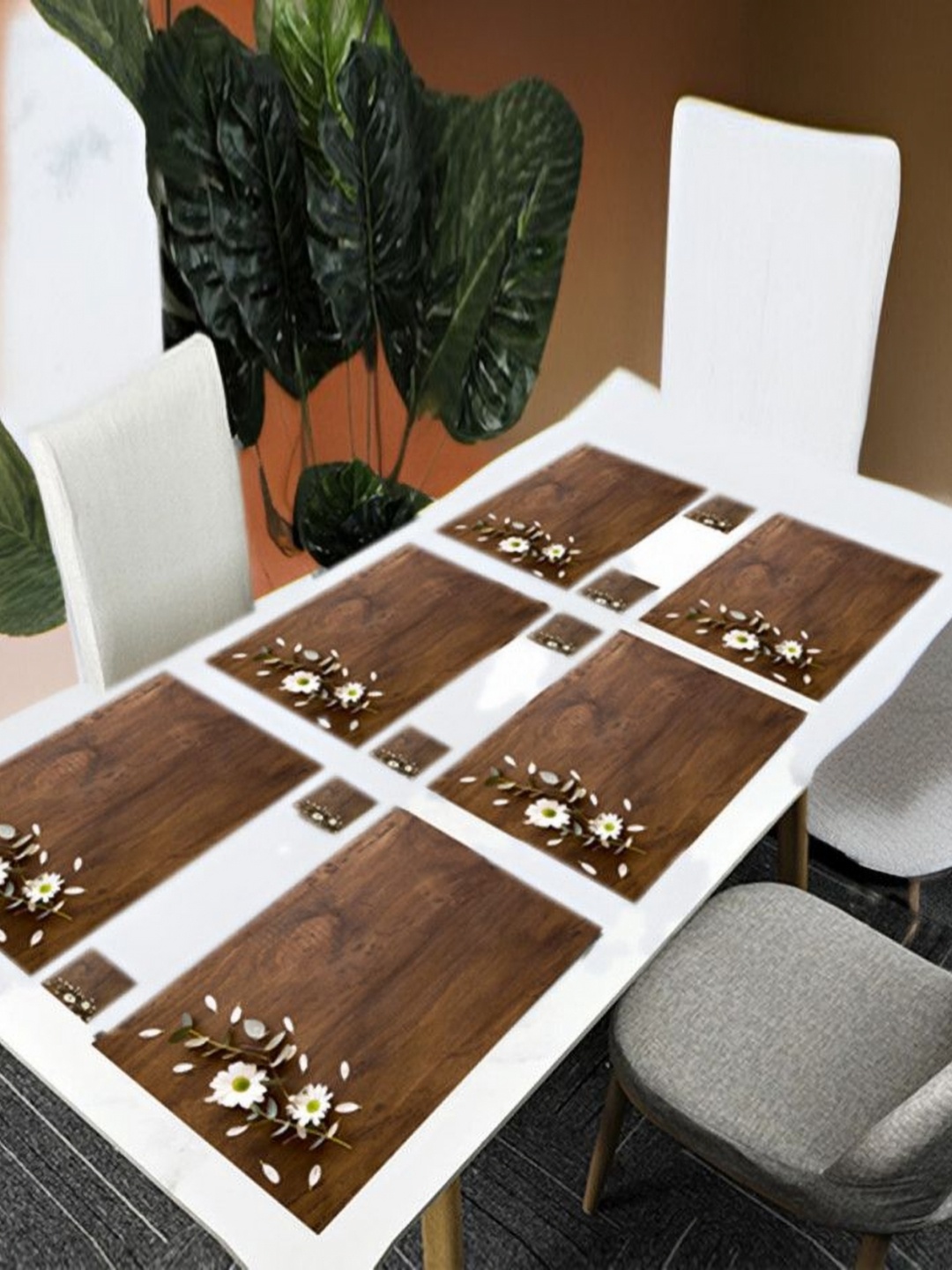 REVEXO Brown 12 Pcs Floral Printed Rectangular Shaped Coasters & Table Placemats
REVEXO Brown 12 Pcs Floral Printed Rectangular Shaped Coasters & Table Placemats