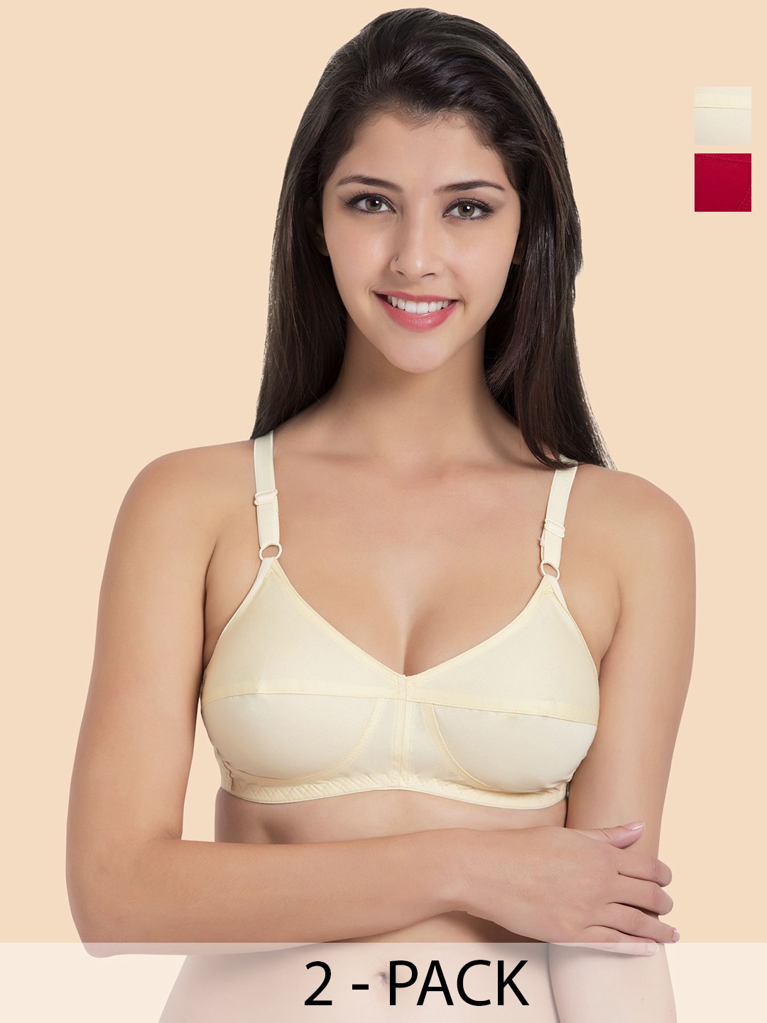 Souminie Pack of 2 Pure Cotton Cut and Sew Non Padded Full Coverage Minimizer Bra, Red
Souminie Pack of 2 Pure Cotton Cut and Sew Non Padded Full Coverage Minimizer Bra, Red