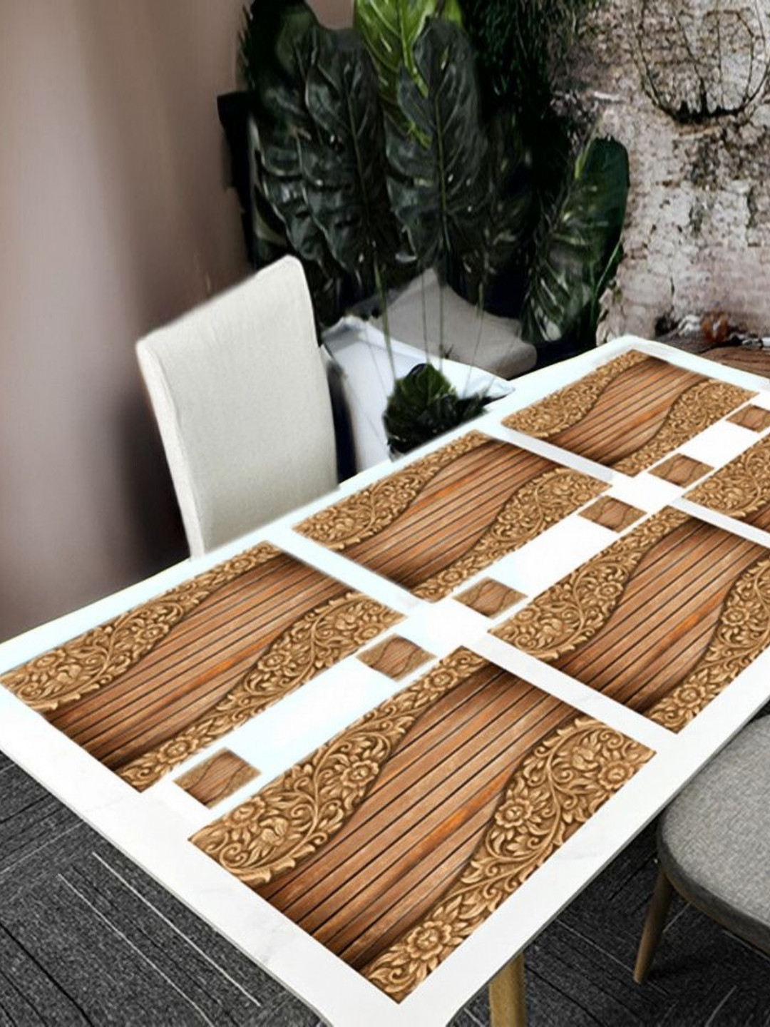 REVEXO Brown & Black 12 Pcs Floral Printed Rectangular Shaped Coasters & Table Placemats
REVEXO Brown & Black 12 Pcs Floral Printed Rectangular Shaped Coasters & Table Placemats
