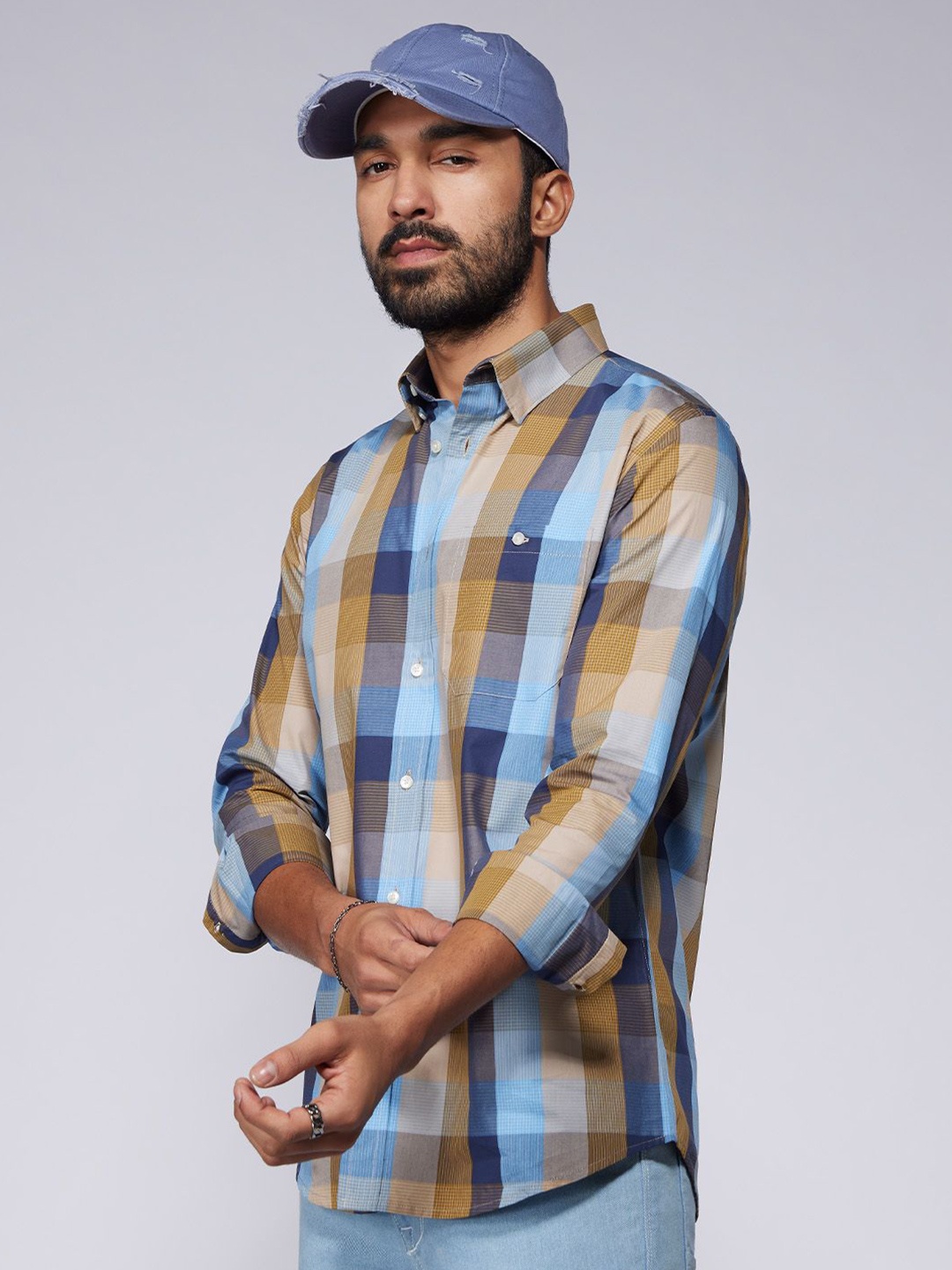 Bombay Shirt Company Men Custom Fit Spread Collar Buffalo Checked Cotton Casual Shirt, Blue
Bombay Shirt Company Men Custom Fit Spread Collar Buffalo Checked Cotton Casual Shirt, Blue