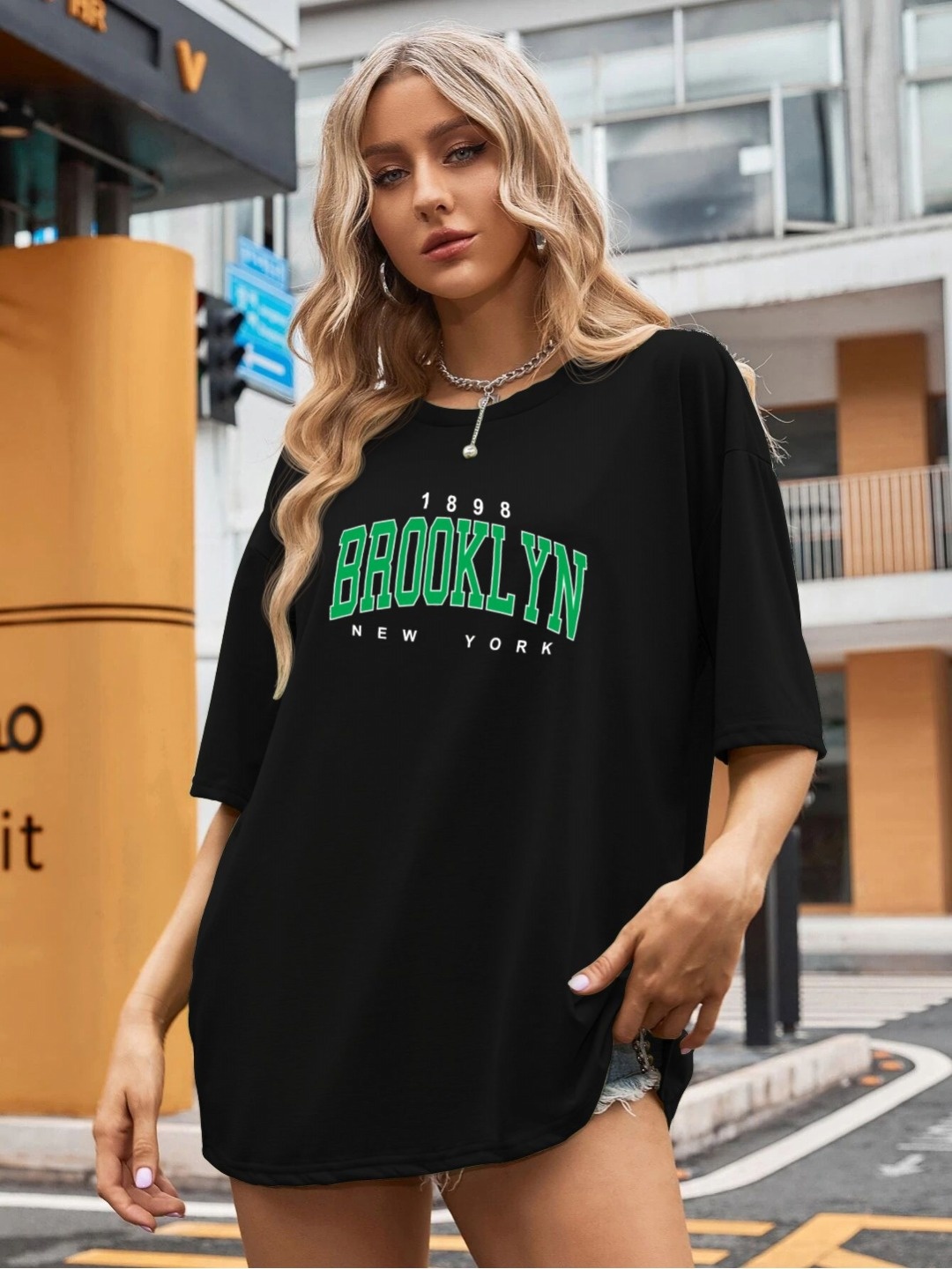 TOGS & TERRE Women Typography Printed Round Neck Cotton Oversized T-shirt, Black
TOGS & TERRE Women Typography Printed Round Neck Cotton Oversized T-shirt, Black