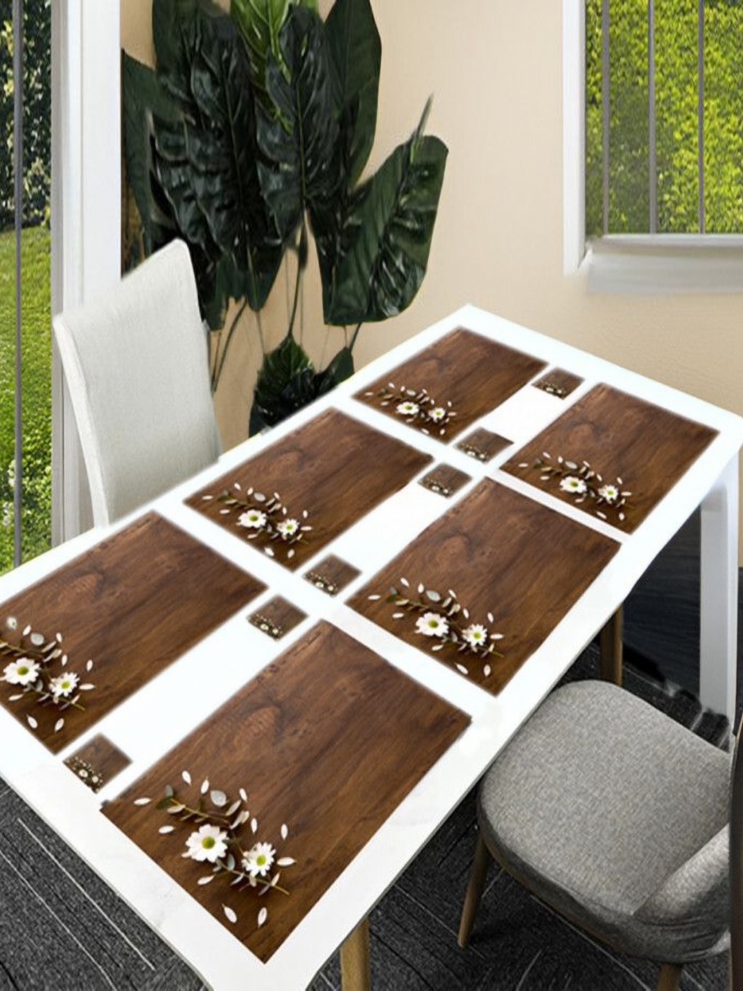 REVEXO Brown & White 12 Pcs Floral Printed Rectangular Shaped Coasters & Table Placemats
REVEXO Brown & White 12 Pcs Floral Printed Rectangular Shaped Coasters & Table Placemats