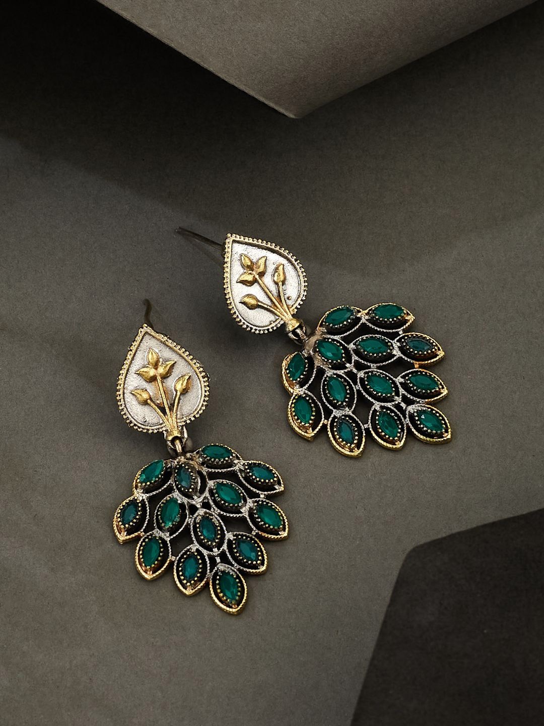 ATIBELLE German Silver Plated Artificial Stones Studded Contemporary Drop Earrings, Green
ATIBELLE German Silver Plated Artificial Stones Studded Contemporary Drop Earrings, Green