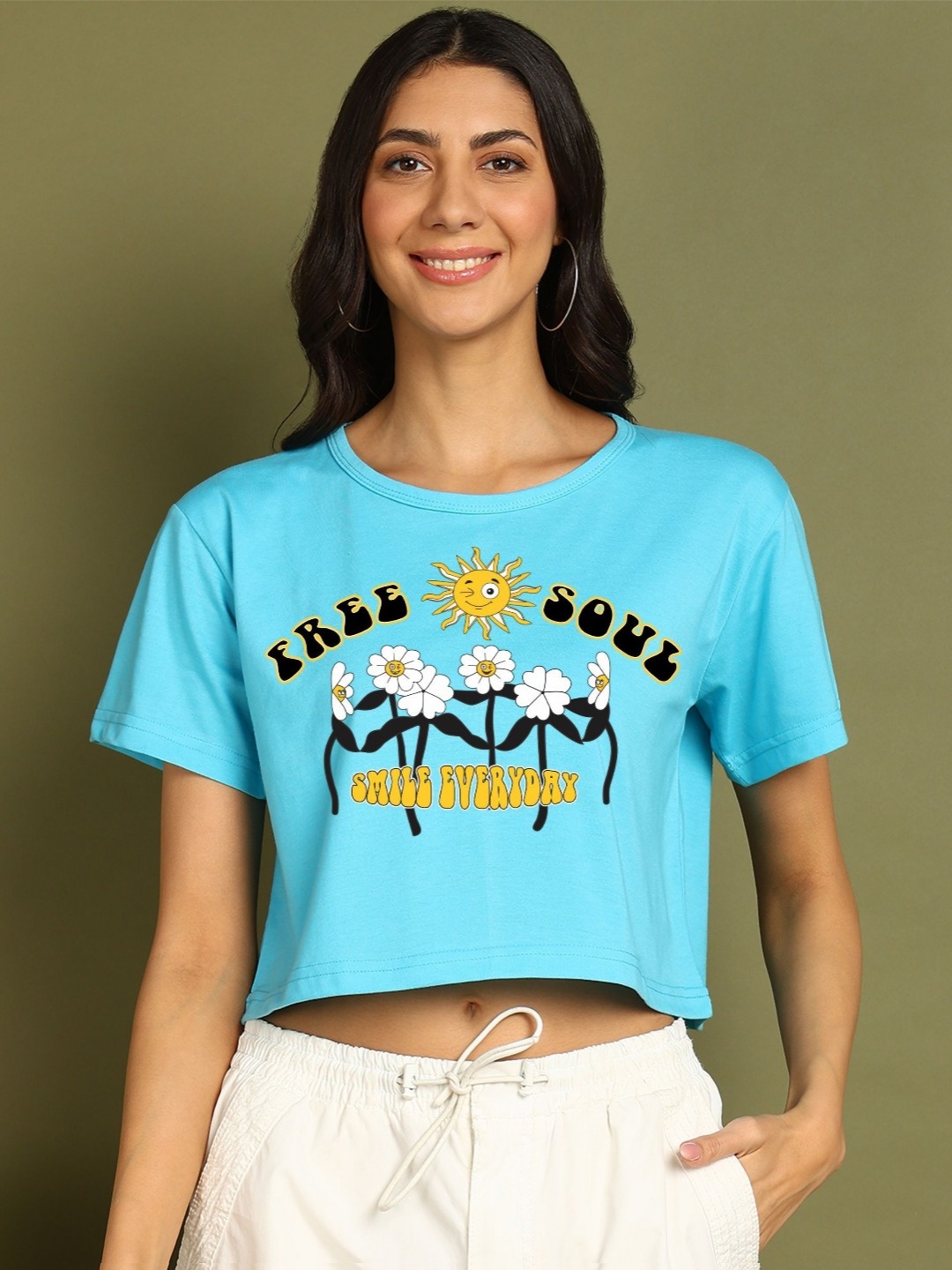 CHOZI Women Bio Finish Graphic Printed Round Neck Cotton Boxy T-shirt, Turquoise blue
CHOZI Women Bio Finish Graphic Printed Round Neck Cotton Boxy T-shirt, Turquoise blue