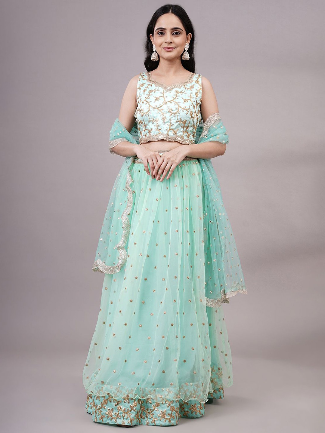 Utsav Fashion Embellished Sequinned Ready To Wear Lehenga & Choli With Dupatta, Sea green
Utsav Fashion Embellished Sequinned Ready To Wear Lehenga & Choli With Dupatta, Sea green