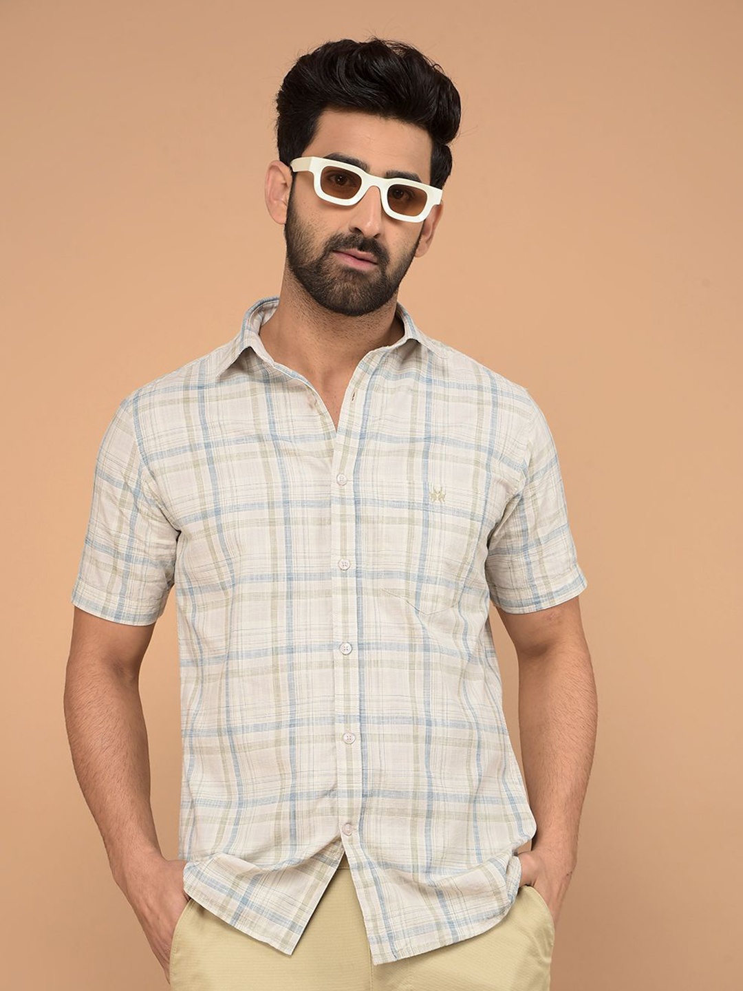 Crimsoune Club Men Classic Slim Fit Spread Collar Tartan Checked Cotton Casual Shirt, Beige
Crimsoune Club Men Classic Slim Fit Spread Collar Tartan Checked Cotton Casual Shirt, Beige