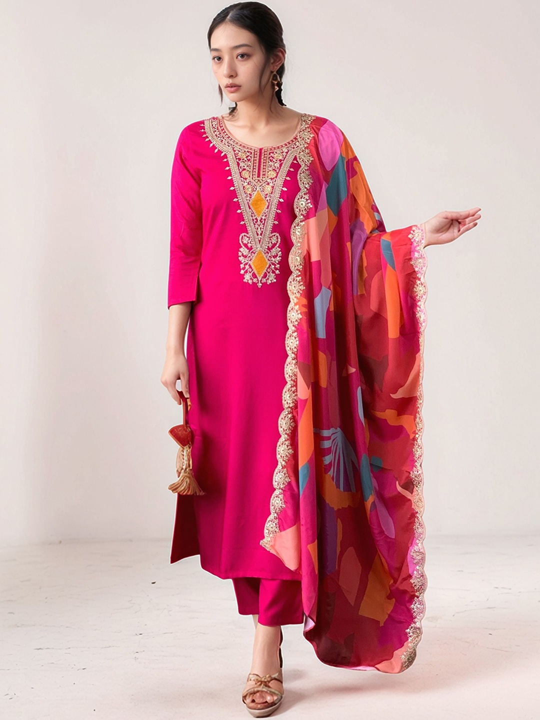 Siya Fashion Floral Embroidered Straight Thread Work Kurta With Trousers And Dupatta, Pink
Siya Fashion Floral Embroidered Straight Thread Work Kurta With Trousers And Dupatta, Pink