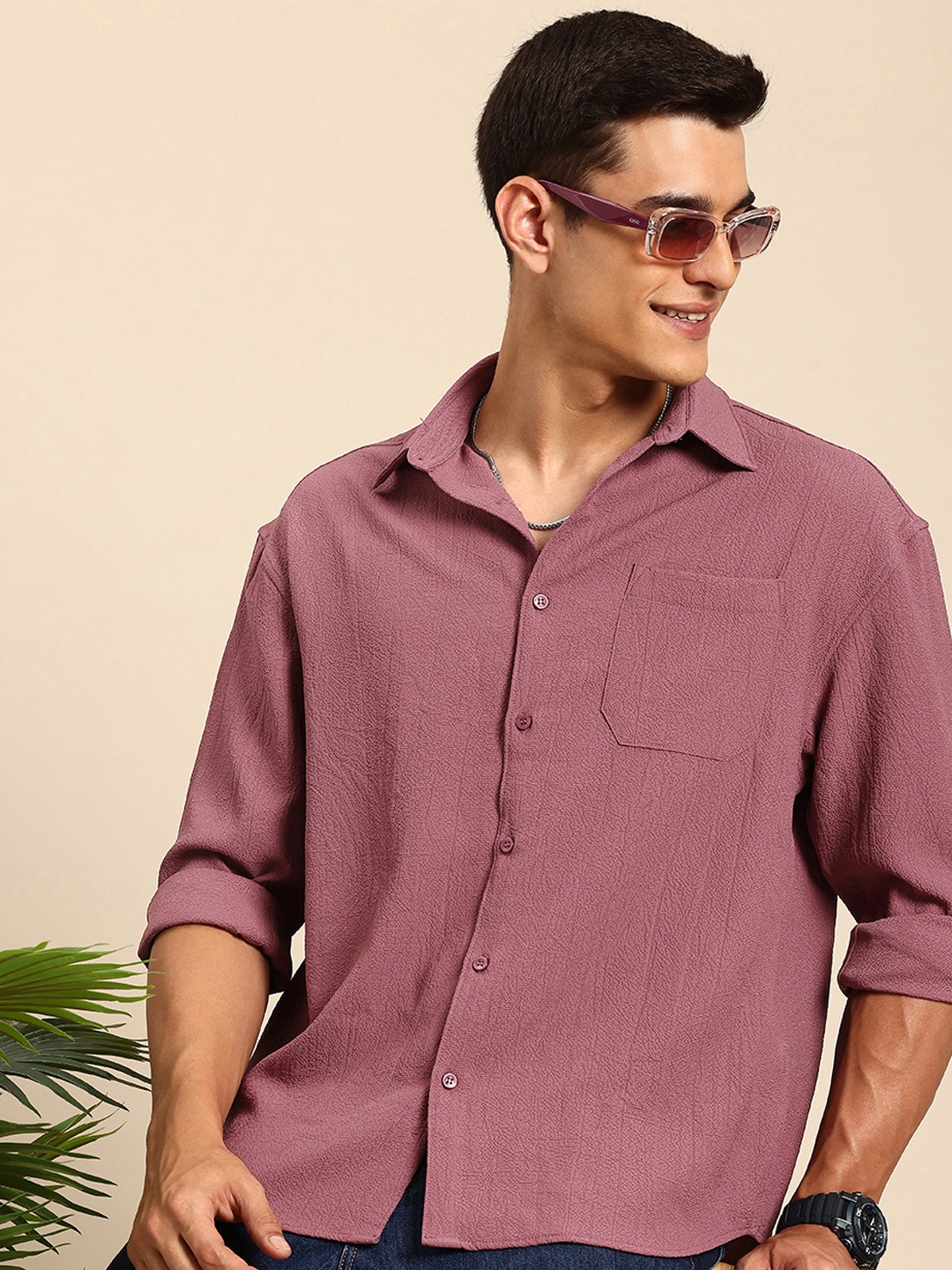 Mast & Harbour Self Design Textured Drop-Shoulder Sleeves Oversized Casual Shirt, Mauve
Mast & Harbour Self Design Textured Drop-Shoulder Sleeves Oversized Casual Shirt, Mauve