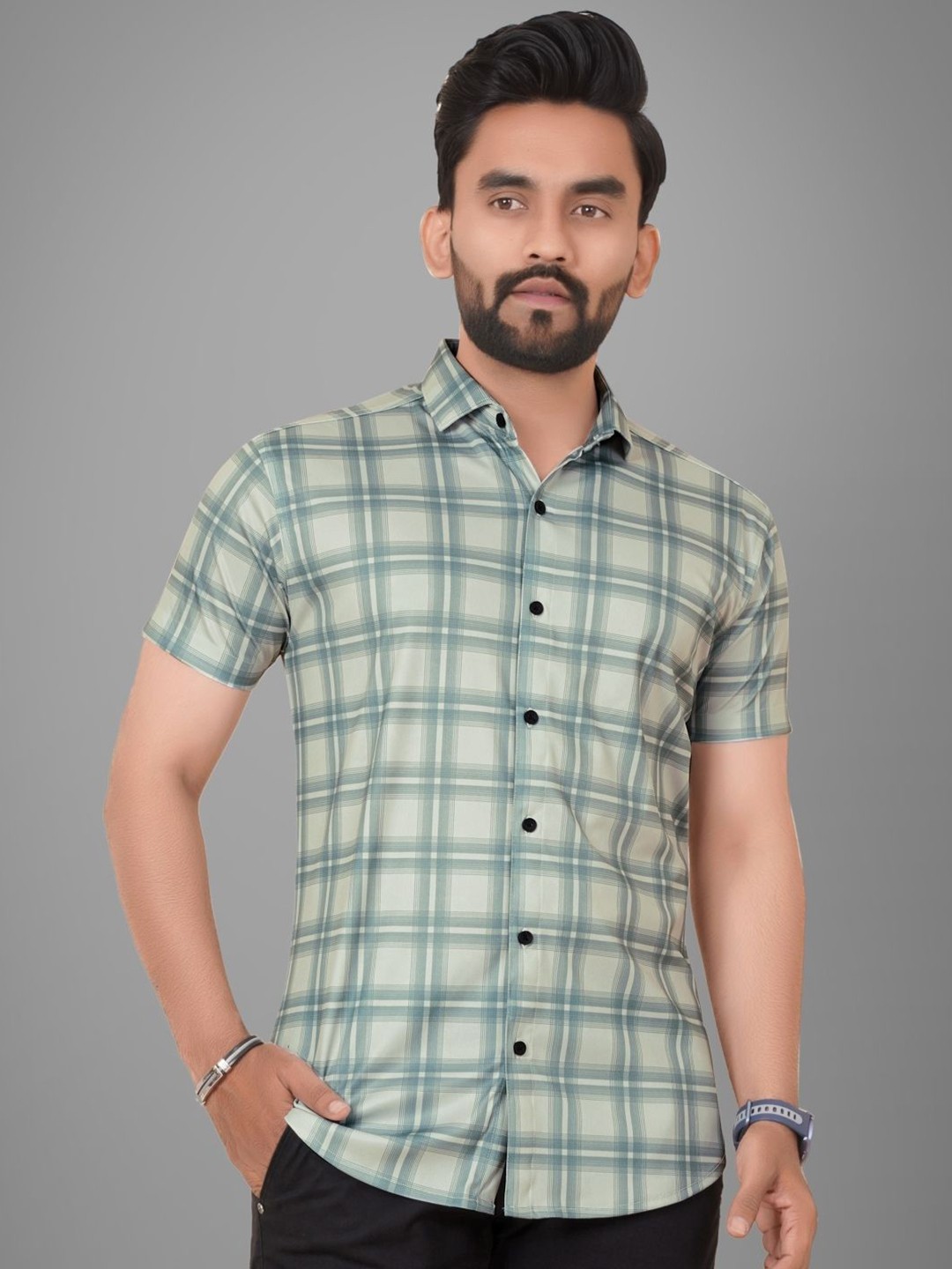 Metronaut Men Regular Fit Spread Collar Grid Tattersall Checked Elastane Casual Shirt, Sea green
Metronaut Men Regular Fit Spread Collar Grid Tattersall Checked Elastane Casual Shirt, Sea green