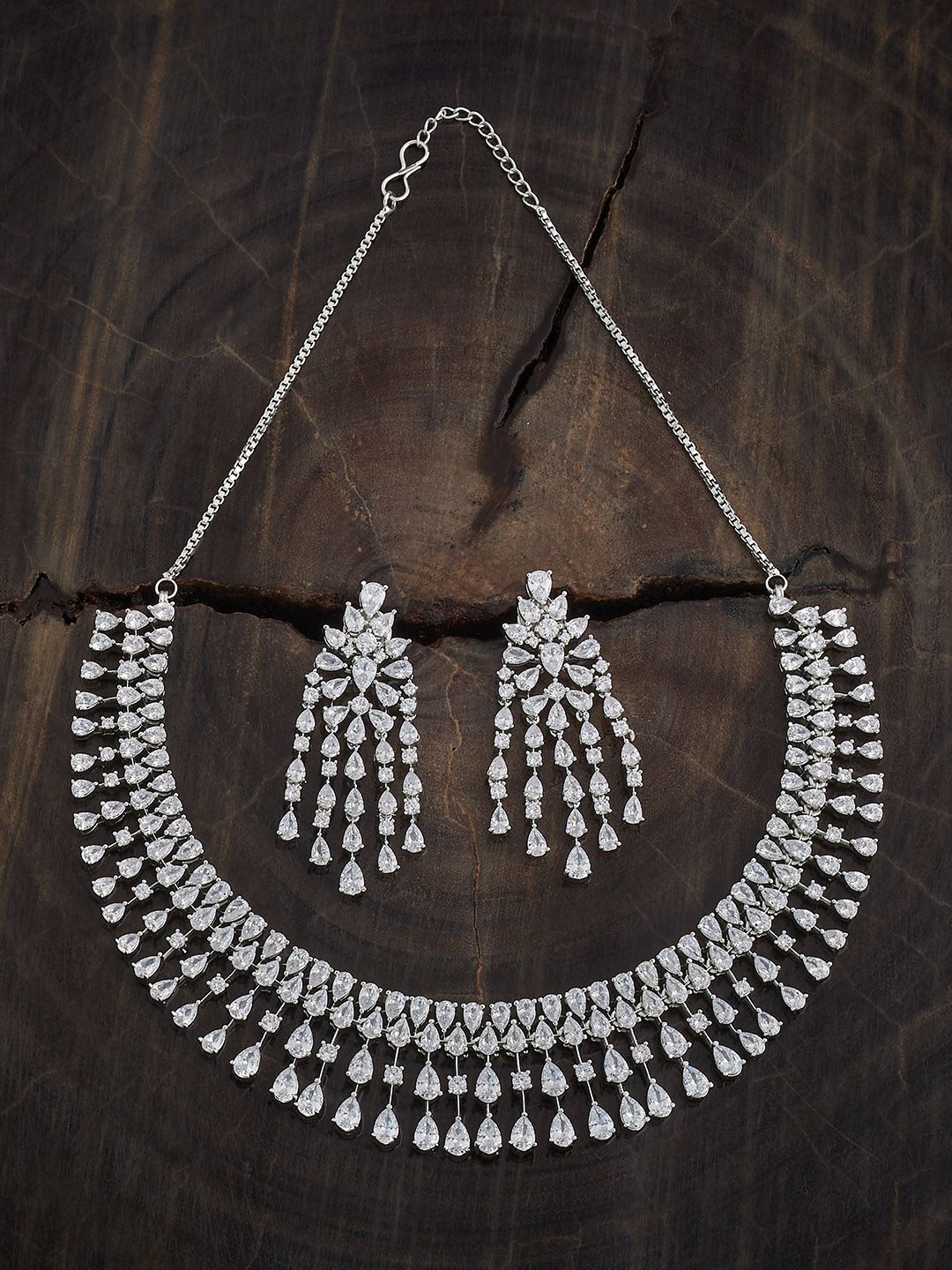 Kushal's Fashion Jewellery White Rhodium-Plated CZ Studded Party Jewellery Set, Silver
Kushal's Fashion Jewellery White Rhodium-Plated CZ Studded Party Jewellery Set, Silver