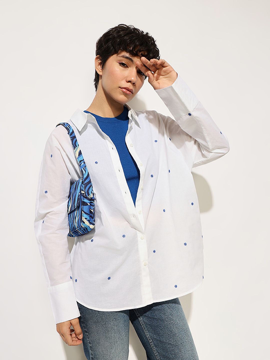 ONLY Women onlZOE Relaxed Fit Spread Collar Polka Dots Printed Cotton Casual Shirt, White
ONLY Women onlZOE Relaxed Fit Spread Collar Polka Dots Printed Cotton Casual Shirt, White