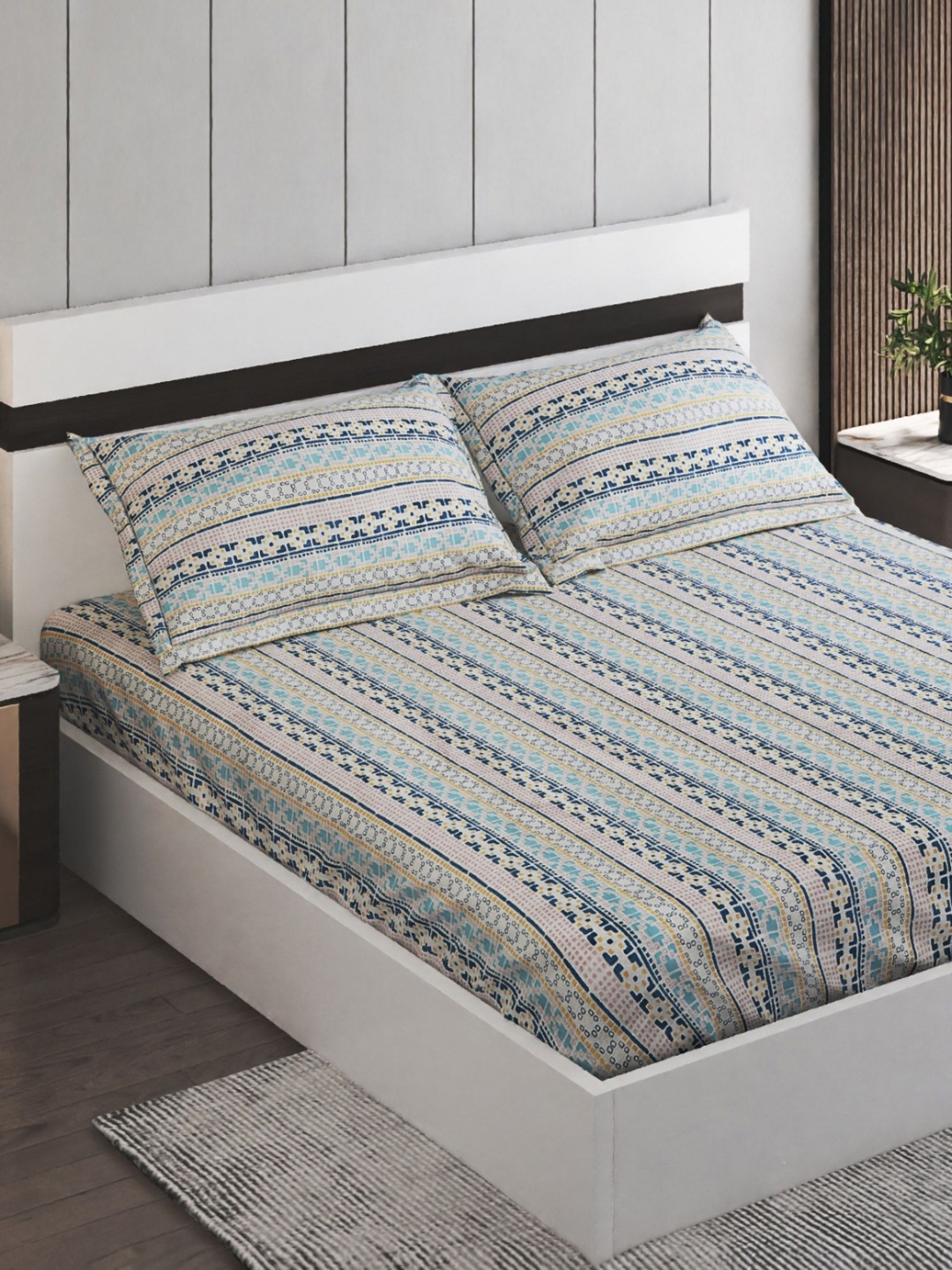 Home Centre Ezra Blue & White Printed 144 TC Cotton Queen Bedsheet Set 2.54 m x 2.28 m
Home Centre Ezra Blue & White Printed 144 TC Cotton Queen Bedsheet Set 2.54 m x 2.28 m