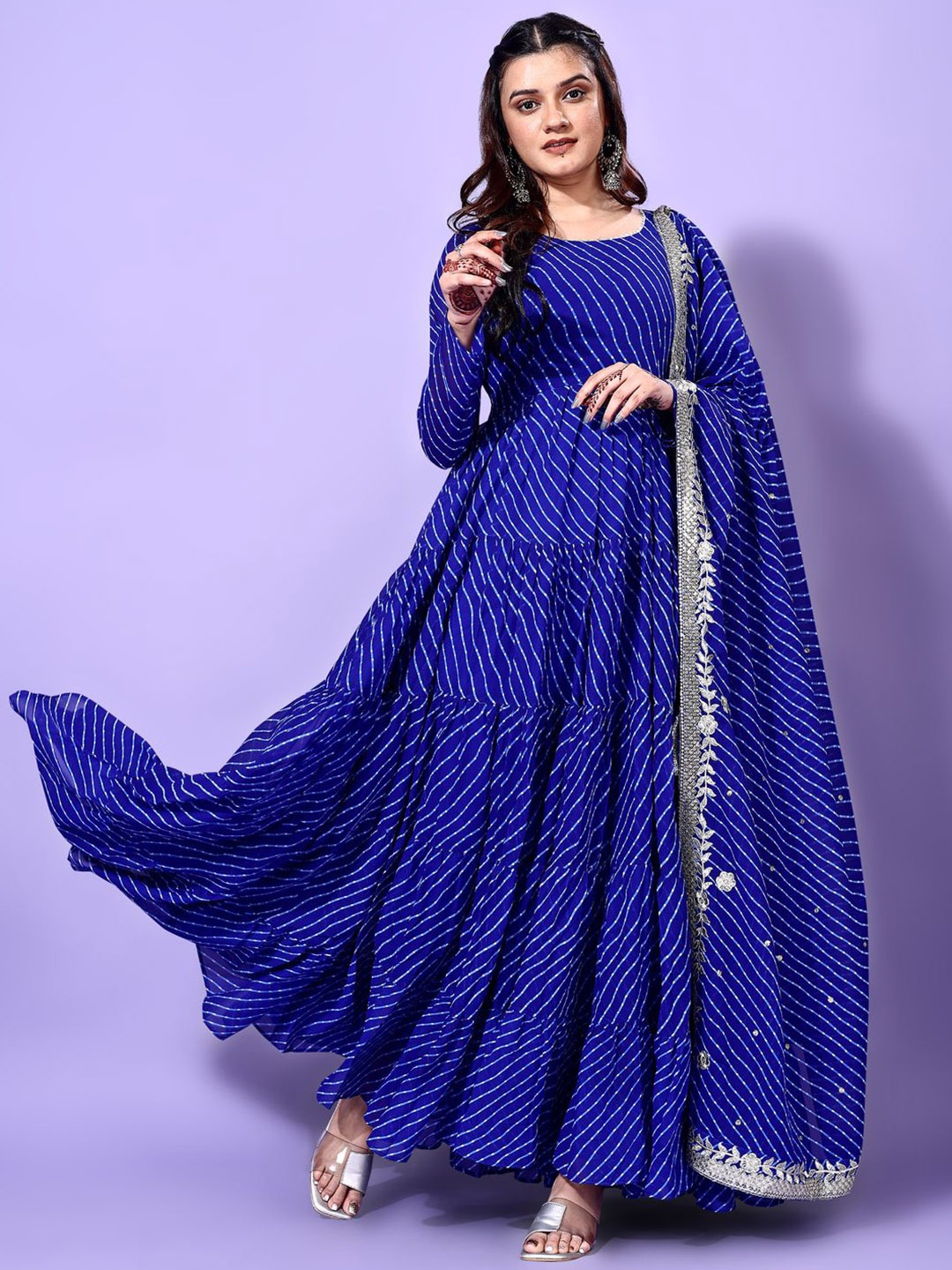 Fashion Leheriya Printed Round Neck Georgette Anarkali Kurta With Trouser And Dupatta, Blue
Fashion Leheriya Printed Round Neck Georgette Anarkali Kurta With Trouser And Dupatta, Blue