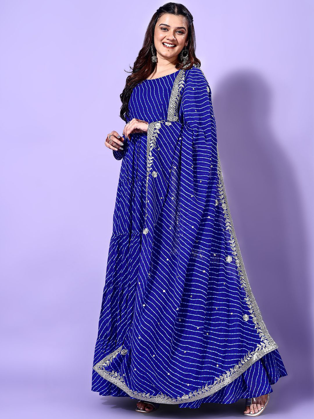 YOYO Fashion Women Leheriya Printed Tiered Kurta with Pyjamas & With Dupatta, Blue
YOYO Fashion Women Leheriya Printed Tiered Kurta with Pyjamas & With Dupatta, Blue