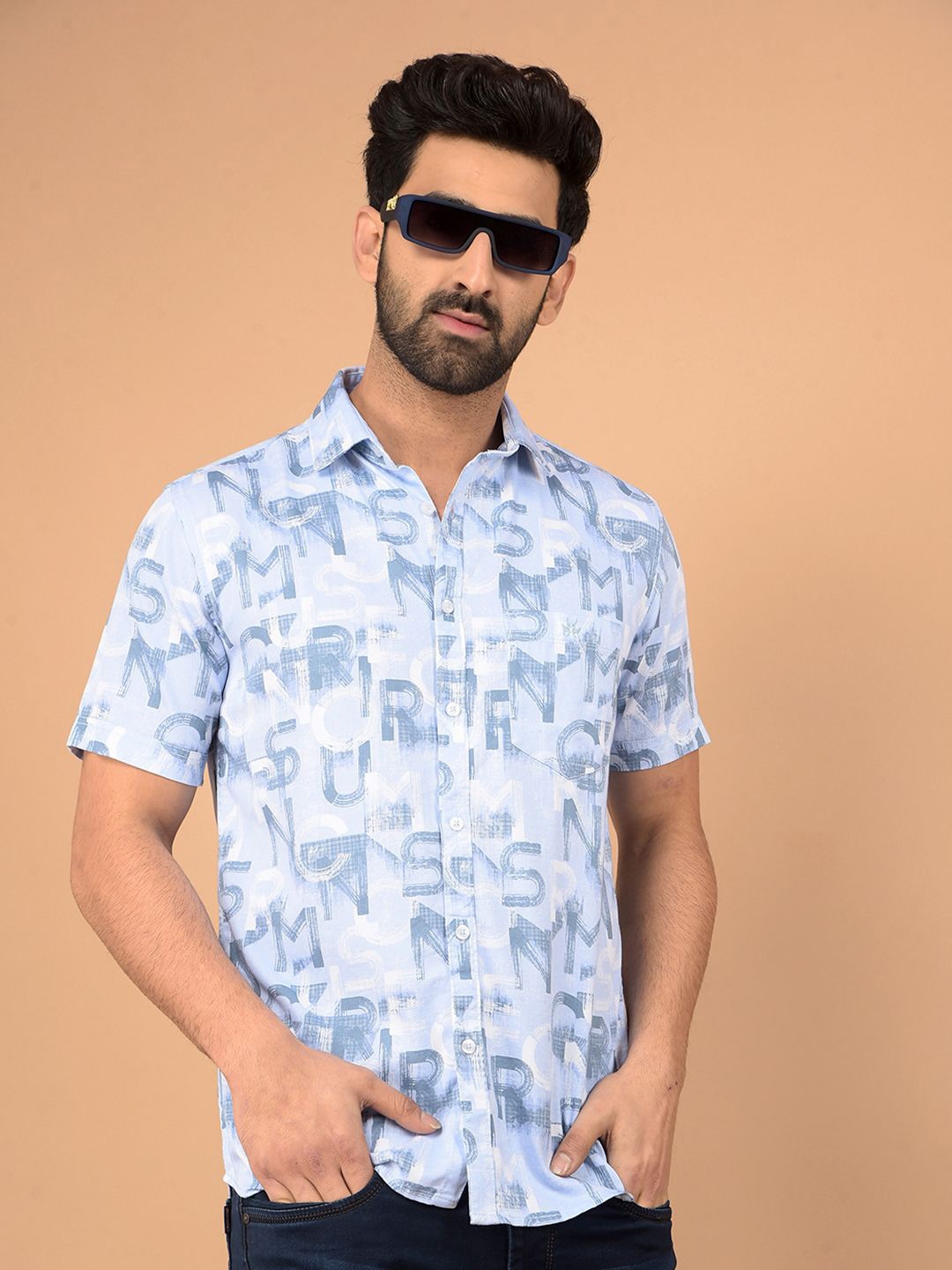 Crimsoune Club Men Classic Slim Fit Spread Collar Typography Printed Cotton Casual Shirt, Blue
Crimsoune Club Men Classic Slim Fit Spread Collar Typography Printed Cotton Casual Shirt, Blue