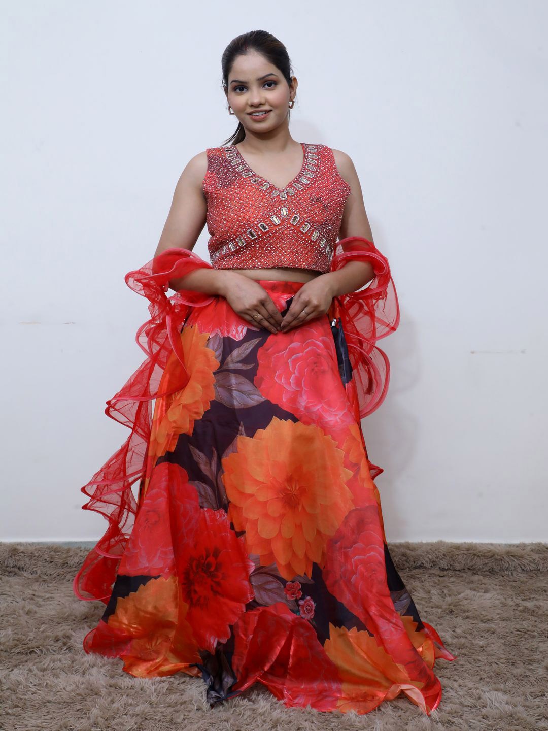 Wavy Collection Embellished Mirror Work Ready to Wear Lehenga & Blouse With Dupatta, Orange
Wavy Collection Embellished Mirror Work Ready to Wear Lehenga & Blouse With Dupatta, Orange