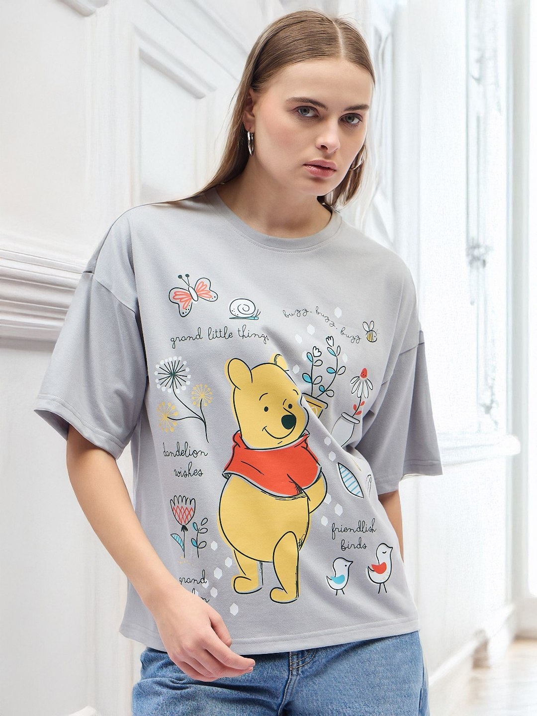 DressBerry Women Winnie The Pooh Graphic Printed Round Neck Cotton Oversized T-shirt, Grey
DressBerry Women Winnie The Pooh Graphic Printed Round Neck Cotton Oversized T-shirt, Grey