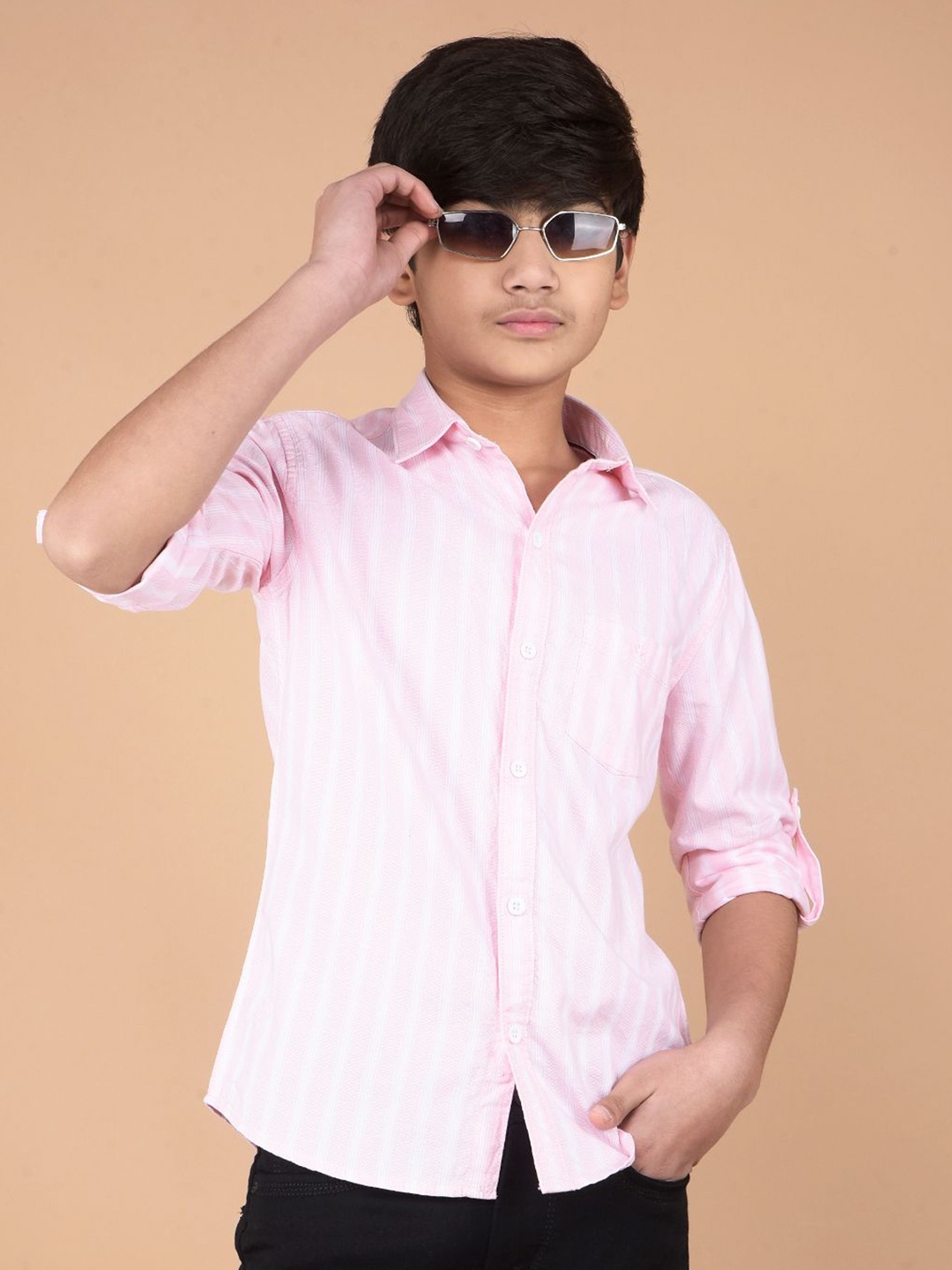 Crimsoune Club Boys Classic Fit Spread Collar Vertical Striped Cotton Casual Shirt, Pink
Crimsoune Club Boys Classic Fit Spread Collar Vertical Striped Cotton Casual Shirt, Pink