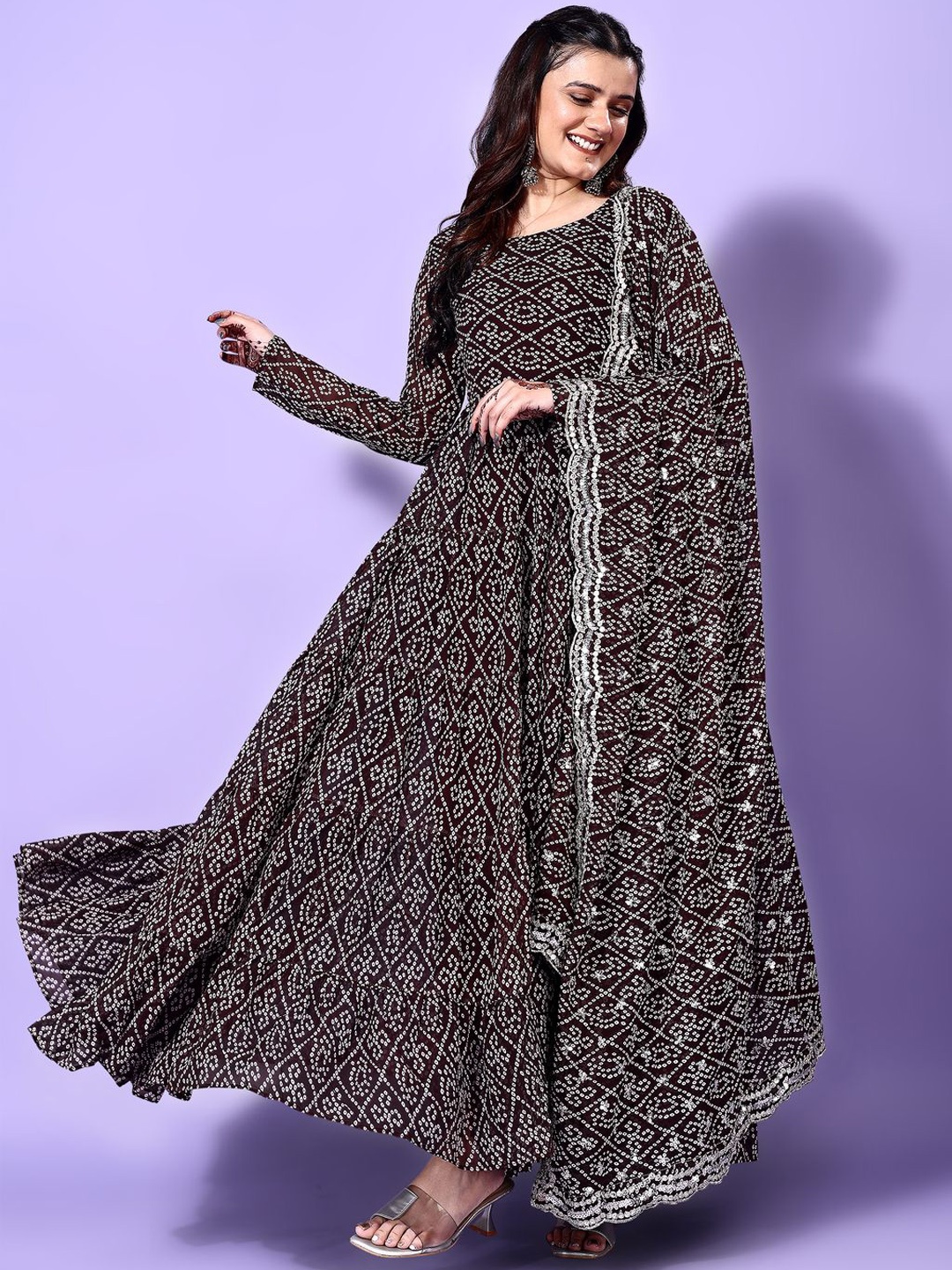 Fashion Basket Bandhani Printed Round Neck Anarkali Kurta With Trouser And Dupatta, Black
Fashion Basket Bandhani Printed Round Neck Anarkali Kurta With Trouser And Dupatta, Black