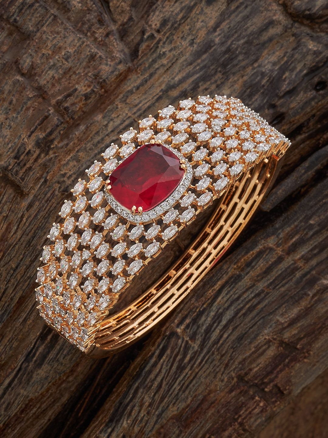 Kushal's Fashion Jewellery Red Rhodium Gold-Plated Party Zircon Studded Kada Bangle
Kushal's Fashion Jewellery Red Rhodium Gold-Plated Party Zircon Studded Kada Bangle