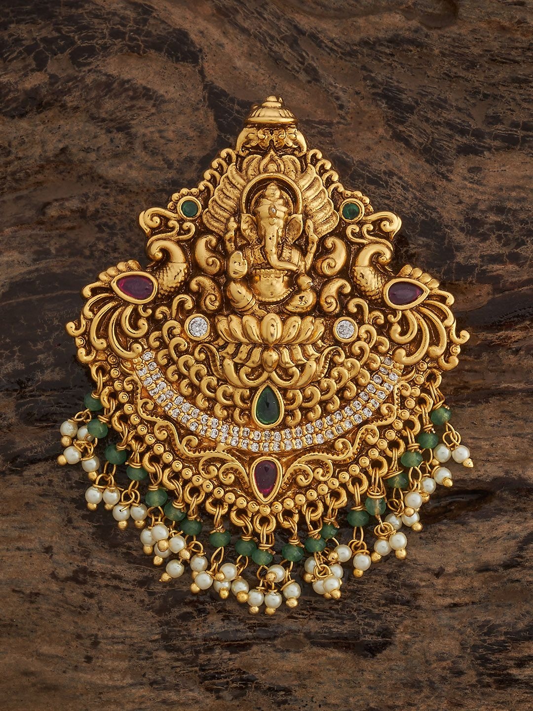 Kushal's Fashion Jewellery Gold-Plated Studded & Beaded Ganesh God Antique Hair Brooch
Kushal's Fashion Jewellery Gold-Plated Studded & Beaded Ganesh God Antique Hair Brooch