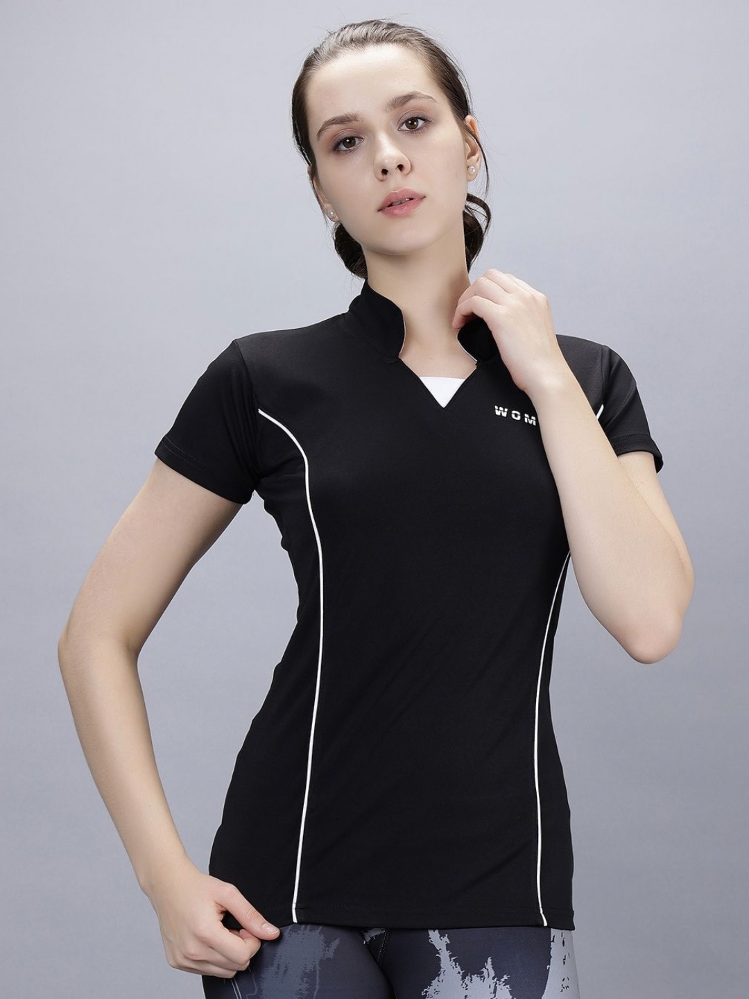WOMINK Women Moisture Wicking Typography Printed V-Neck Slim Fit T-shirt, Black
WOMINK Women Moisture Wicking Typography Printed V-Neck Slim Fit T-shirt, Black