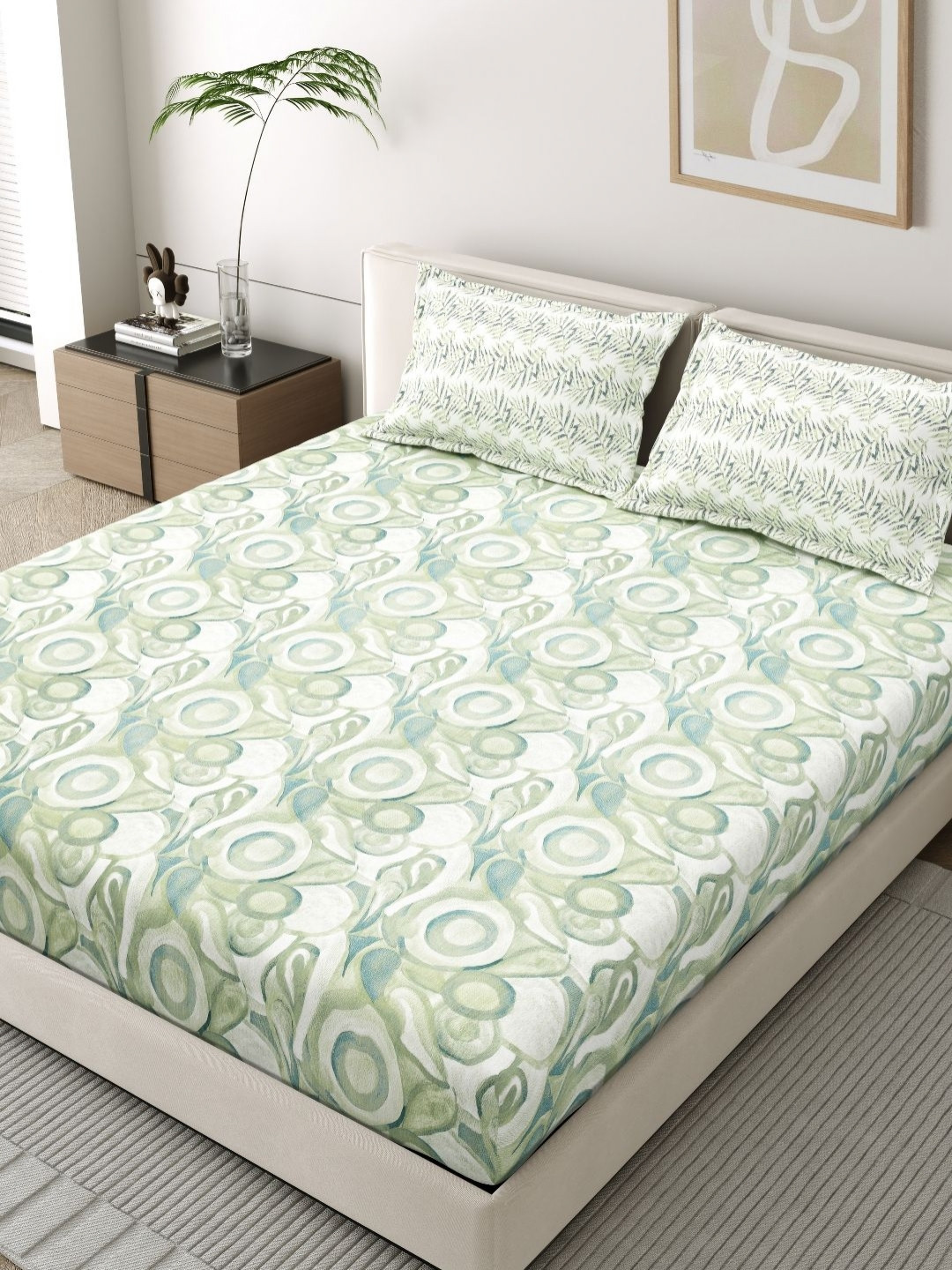 EverHOME Oasis Green & White Printed Cotton 210 TC King Bedsheet Set-2.74 m x 2.74 m
EverHOME Oasis Green & White Printed Cotton 210 TC King Bedsheet Set-2.74 m x 2.74 m