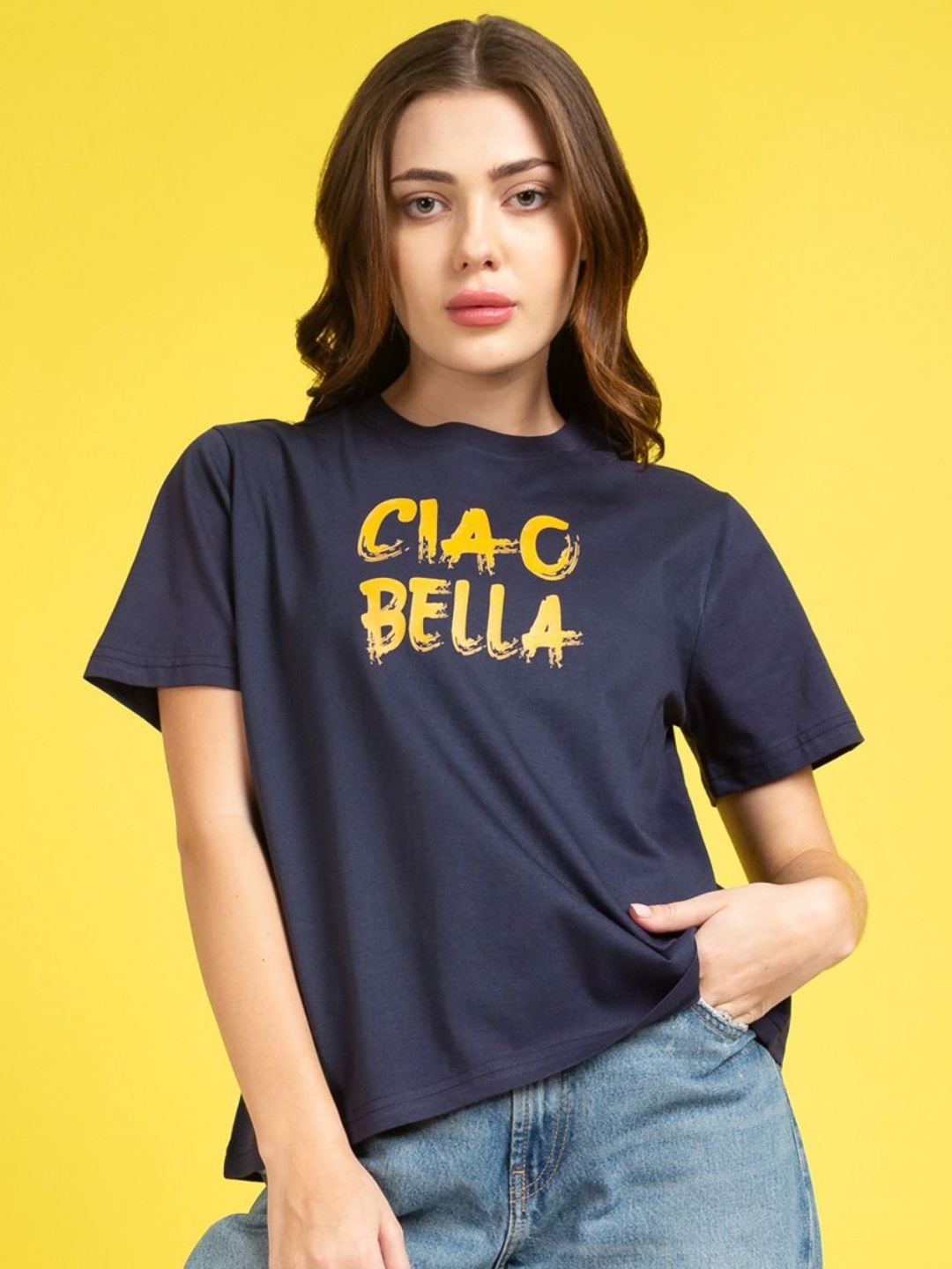 Mast & Harbour Women Typography Printed Round Neck Cotton Oversized T-shirt, Navy blue
Mast & Harbour Women Typography Printed Round Neck Cotton Oversized T-shirt, Navy blue