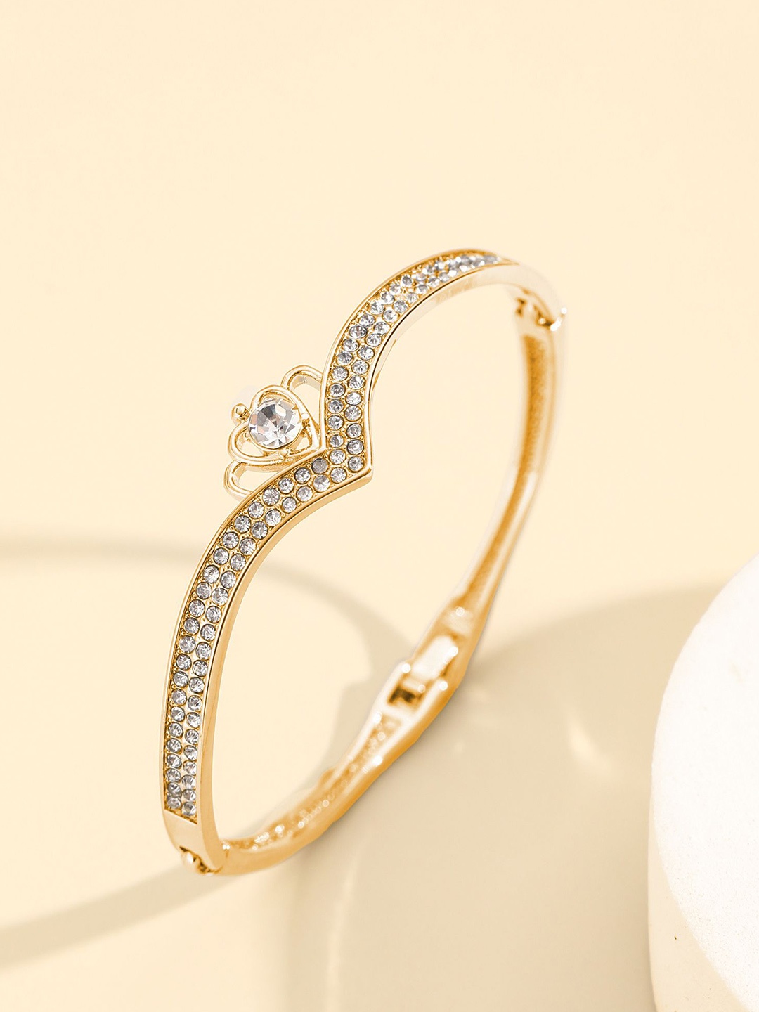 Shining Diva Fashion Gold-Plated Crystals And Stones Studded Bangle-Style Bracelet
Shining Diva Fashion Gold-Plated Crystals And Stones Studded Bangle-Style Bracelet