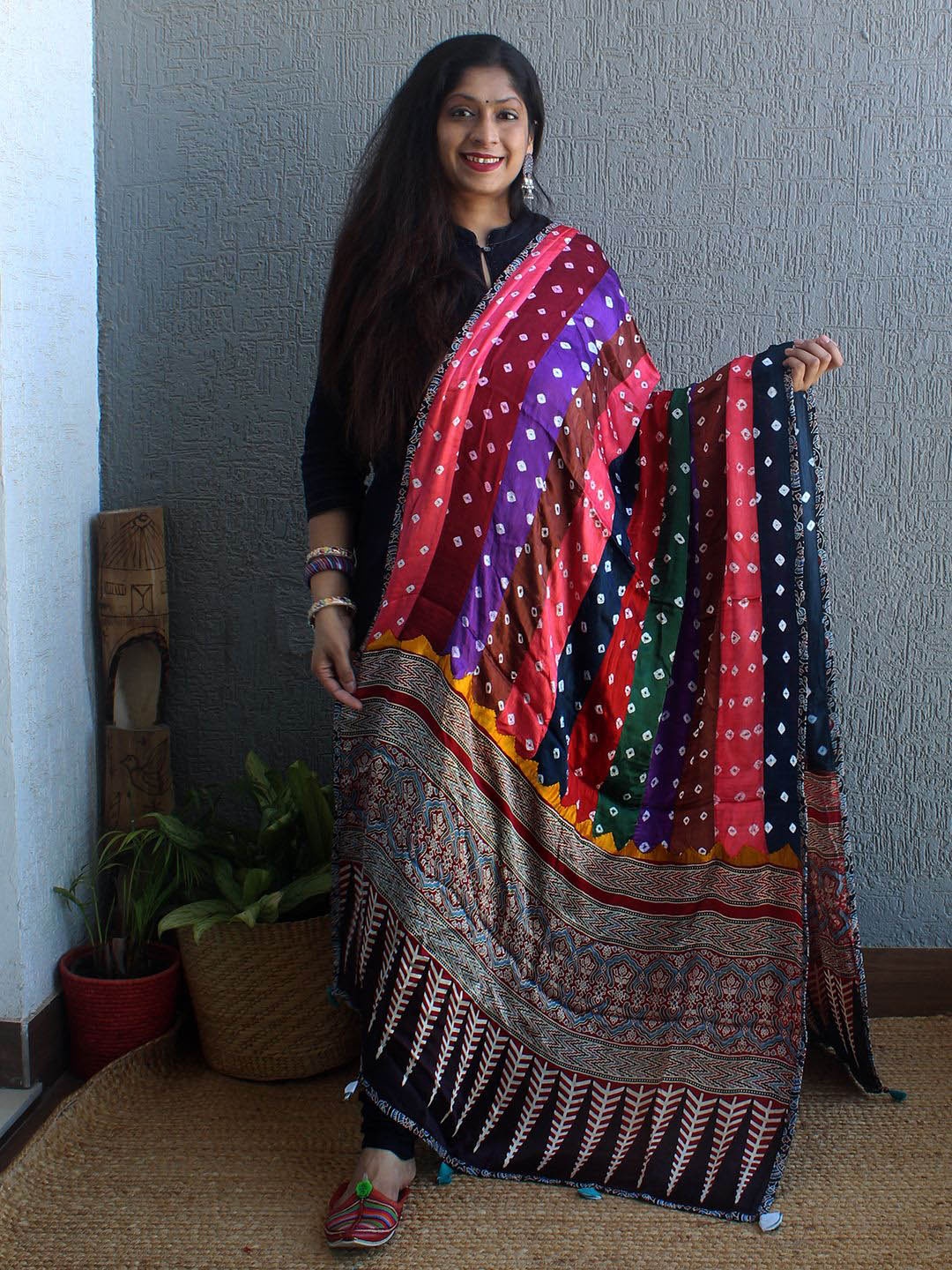 Weaves of Tradition Ethnic Motifs Block Printed Modal Silk Dupatta With Patchwork, Blue
Weaves of Tradition Ethnic Motifs Block Printed Modal Silk Dupatta With Patchwork, Blue
